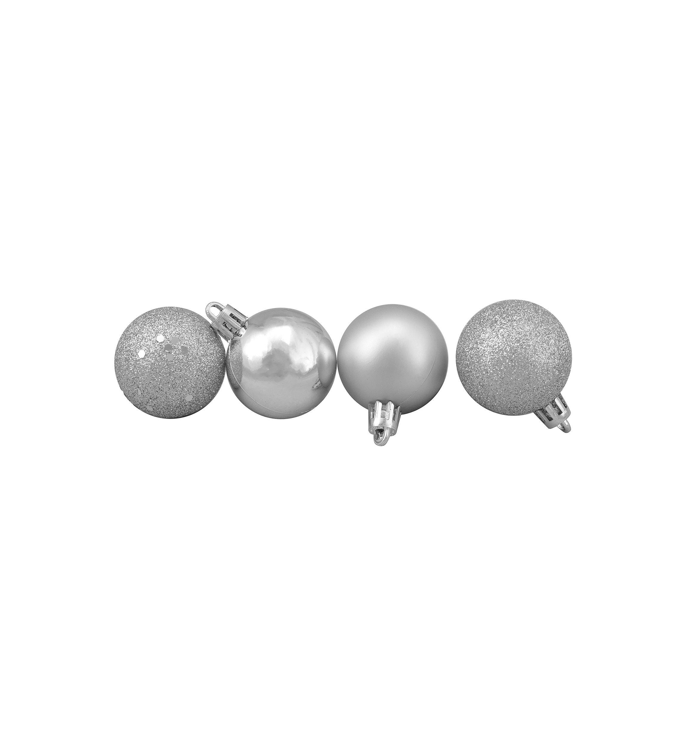 96ct Silver Shatterproof 4 Finish Christmas Ball Ornaments 1.5Inch (40mm)