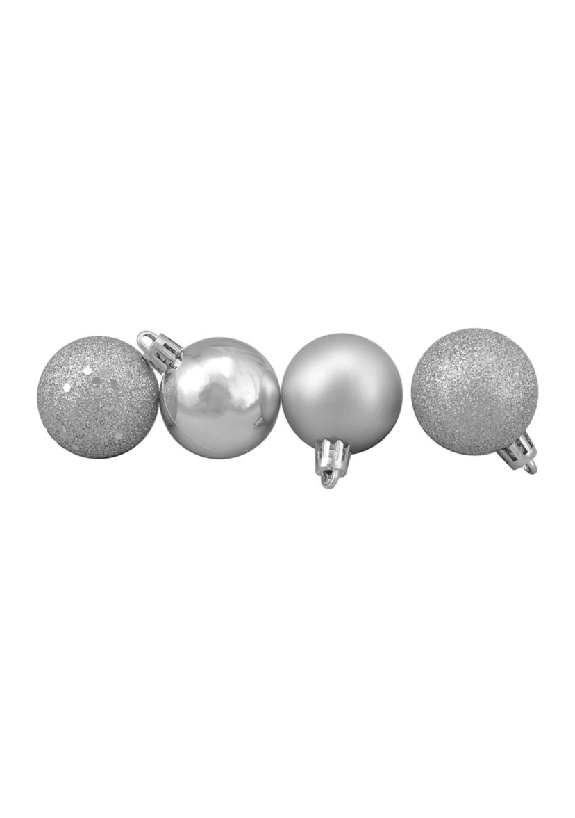 96ct Silver Shatterproof 4 Finish Christmas Ball Ornaments 1.5Inch (40mm)