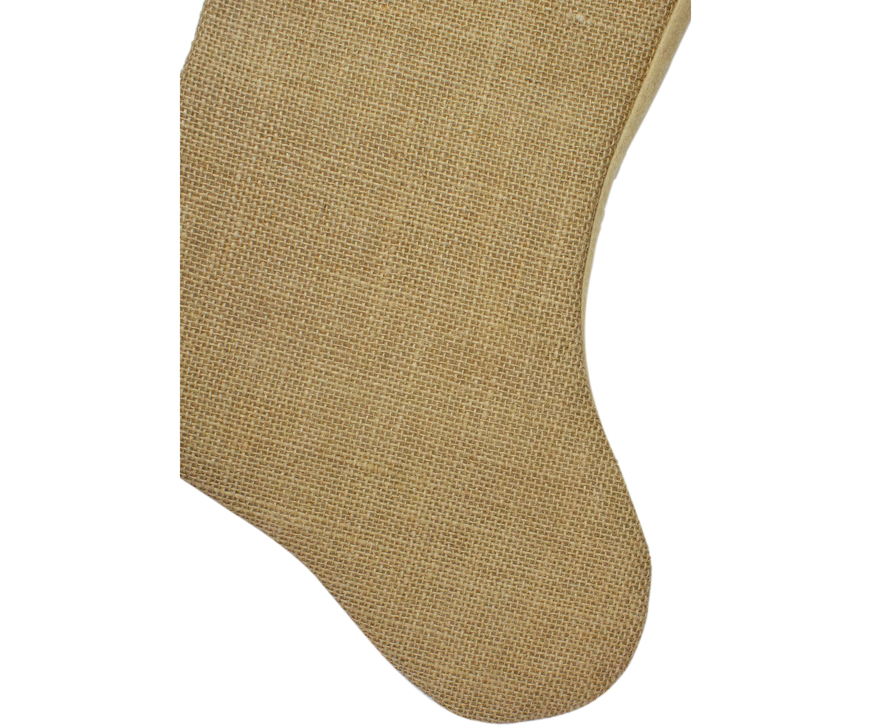 20.5Inch Beige and Red Plaid V-Cuff Christmas Stocking