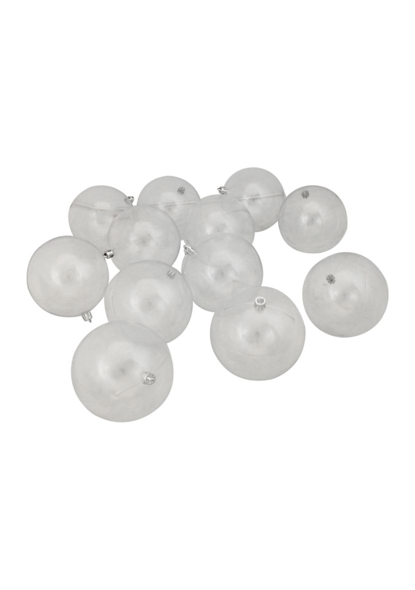 12ct Clear Shatterproof Shiny Christmas Ball Ornaments 4Inch (100mm)