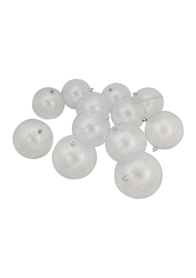 12ct Clear Shatterproof Shiny Christmas Ball Ornaments 4Inch (100mm)