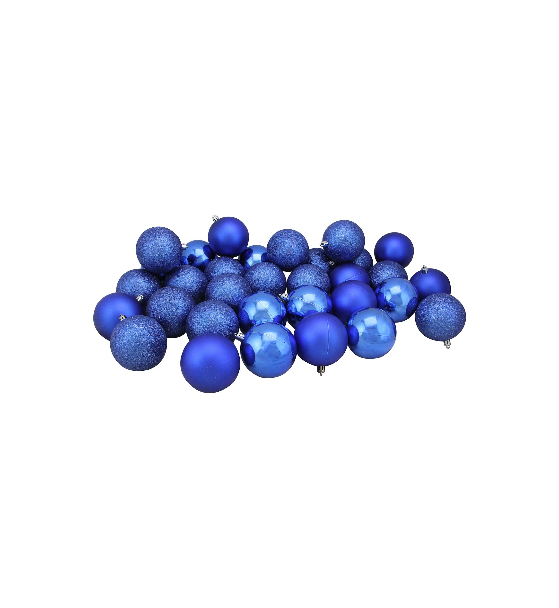 32ct Lavish Blue Shatterproof 4-Finish Christmas Ball Ornaments 3.25Inch (80mm)