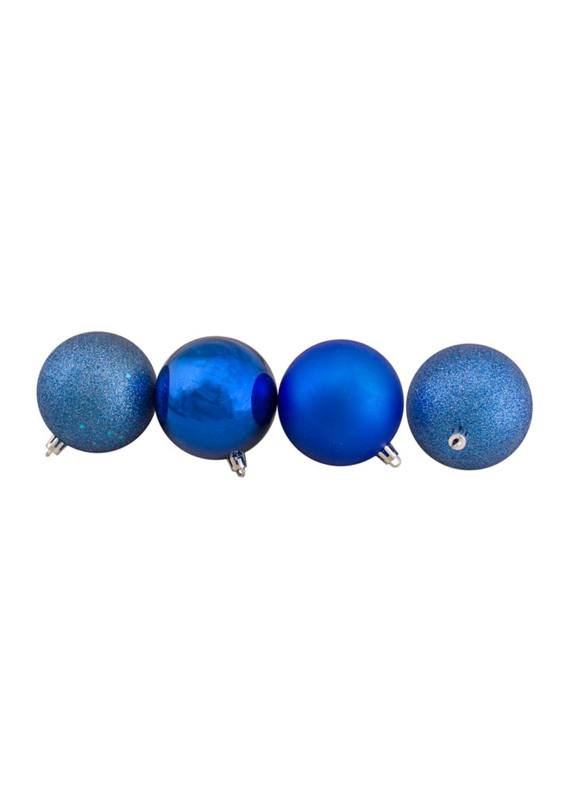 32ct Lavish Blue Shatterproof 4-Finish Christmas Ball Ornaments 3.25Inch (80mm)