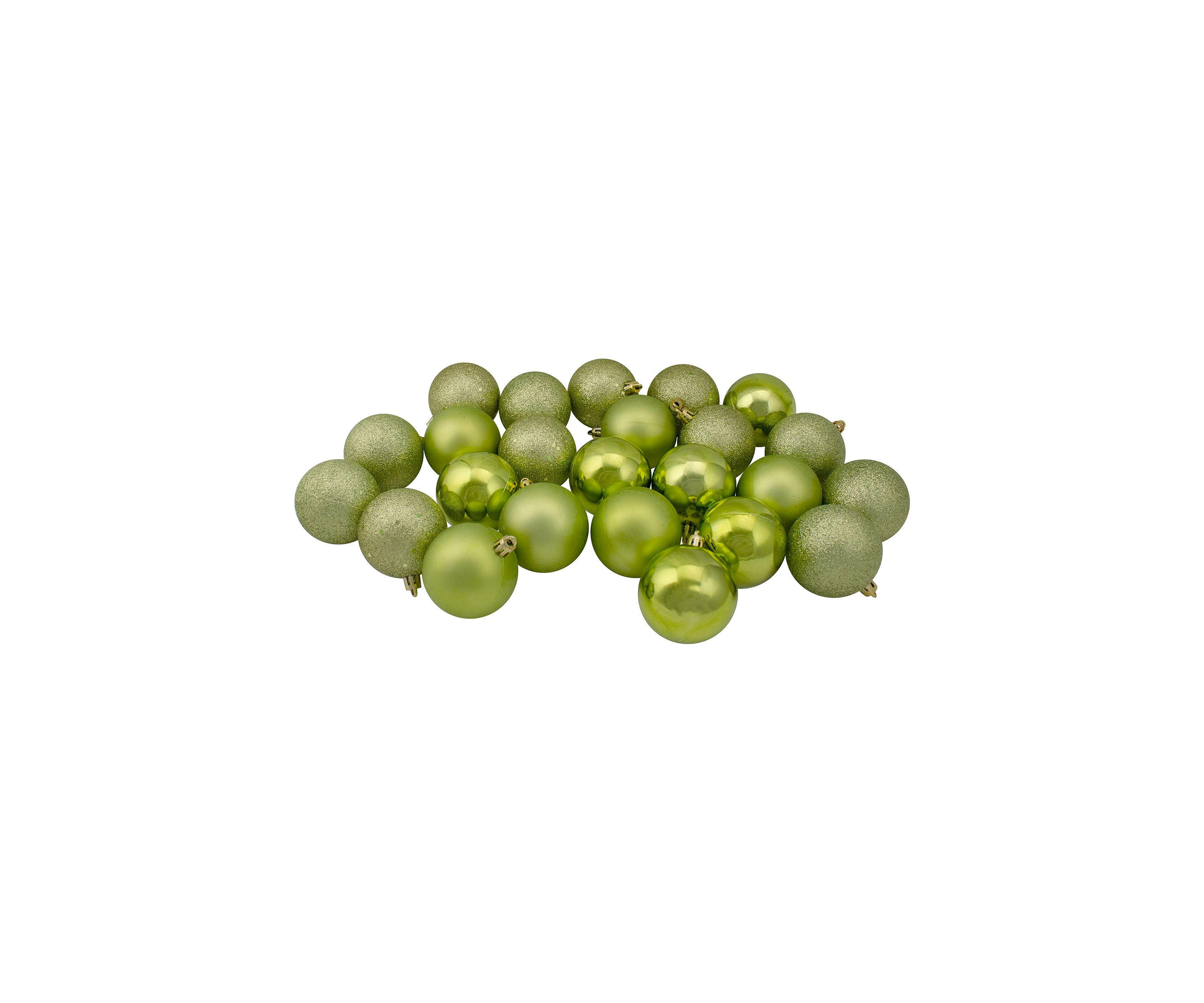 24 Count Kiwi Green Shatterproof 4-Finish 2.5" Christmas Ball Ornaments