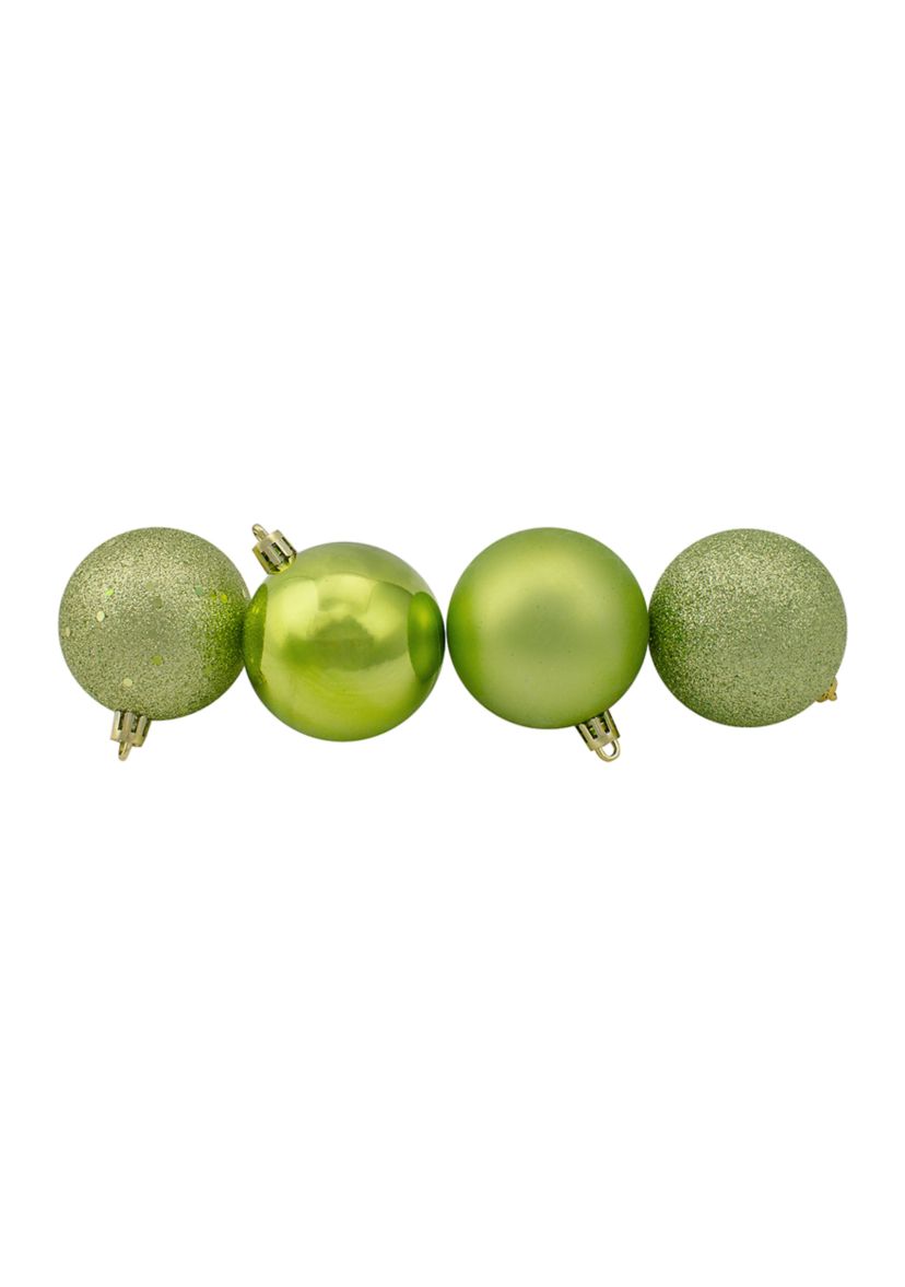 24 Count Kiwi Green Shatterproof 4-Finish 2.5" Christmas Ball Ornaments