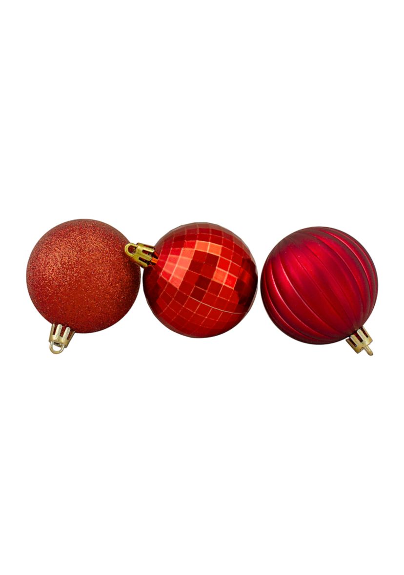 100ct Red Shatterproof 3-Finish Christmas Ball Ornaments 2.5Inch (60mm)