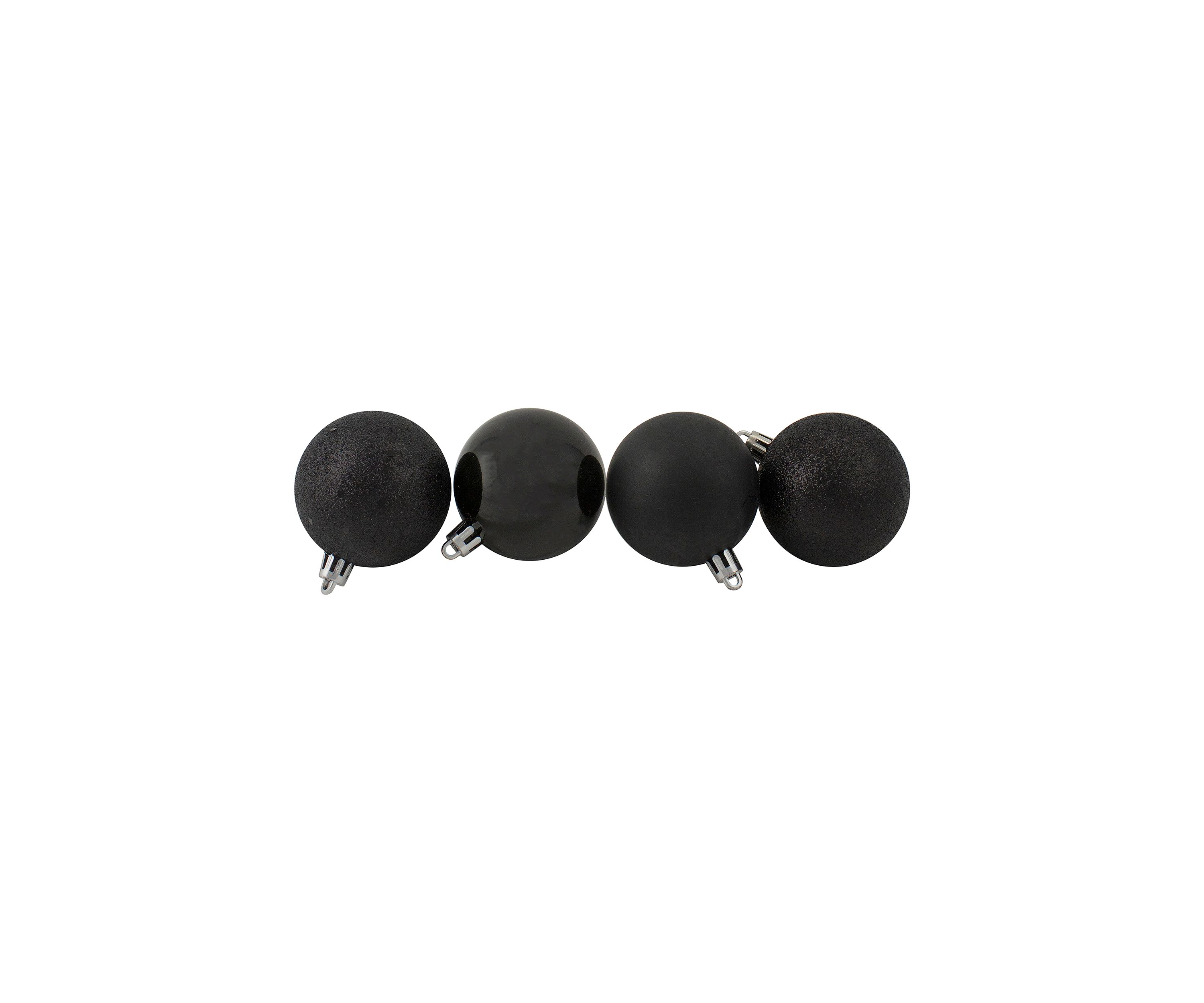24ct Jet Black Shatterproof 4-Finish Christmas Ball Ornaments 2.5Inch (60mm)