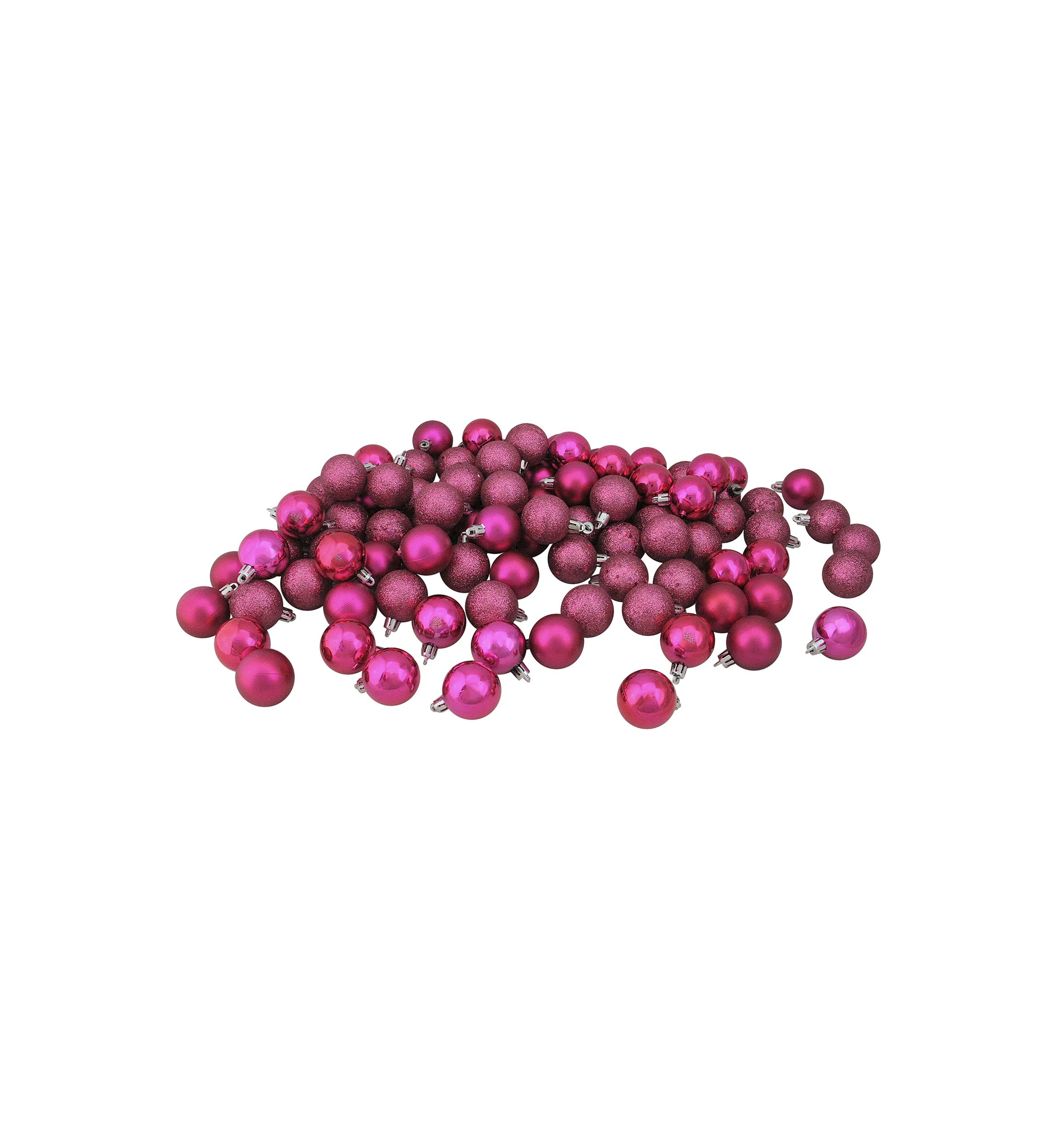 96ct Magenta Pink Shatterproof 4-Finish Christmas Ball Ornaments 1.5Inch (40mm)