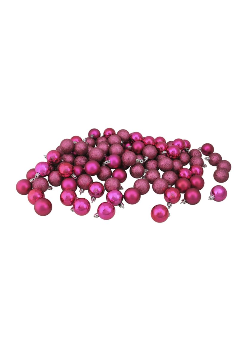 96ct Magenta Pink Shatterproof 4-Finish Christmas Ball Ornaments 1.5Inch (40mm)