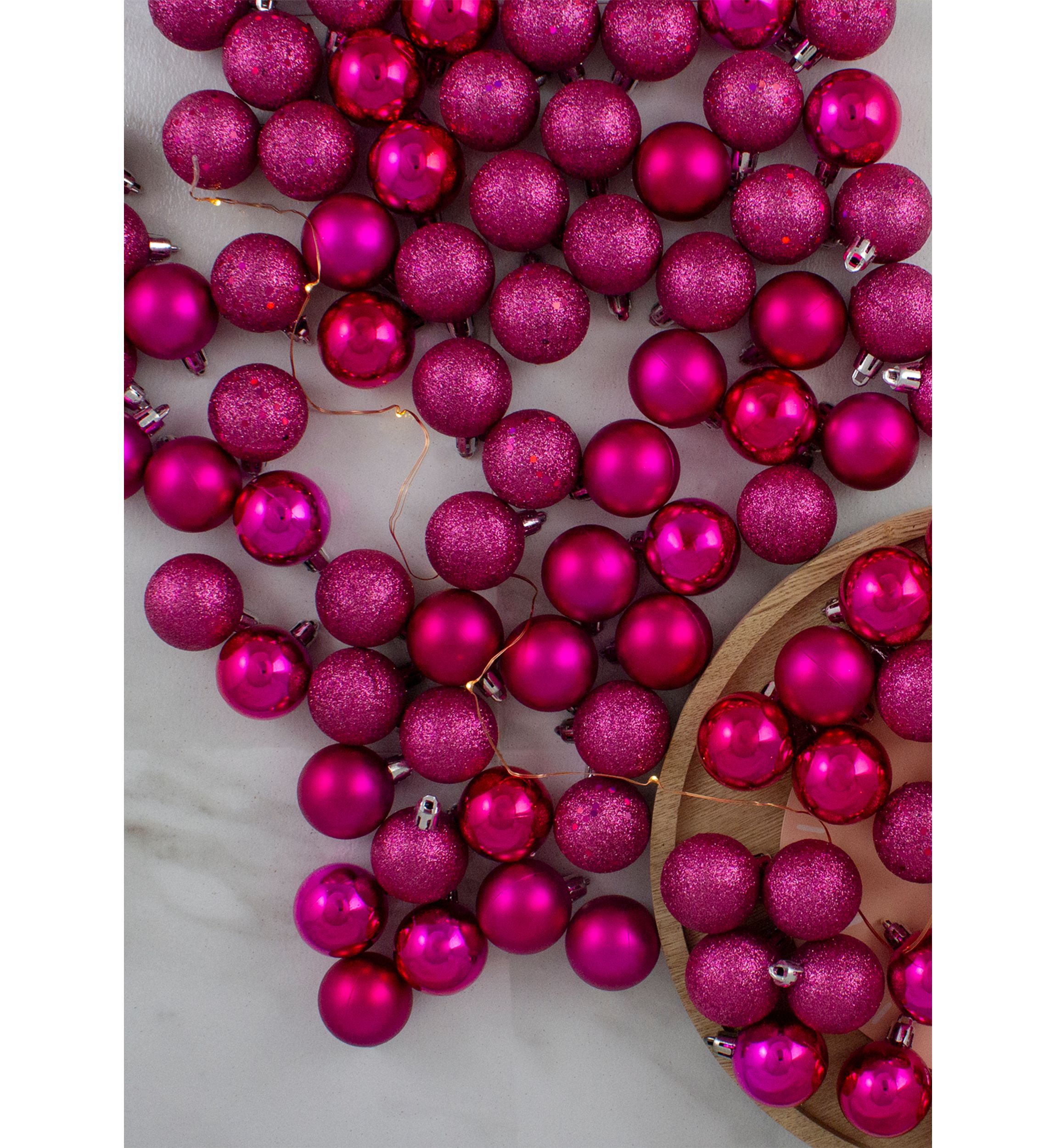96ct Magenta Pink Shatterproof 4-Finish Christmas Ball Ornaments 1.5Inch (40mm)