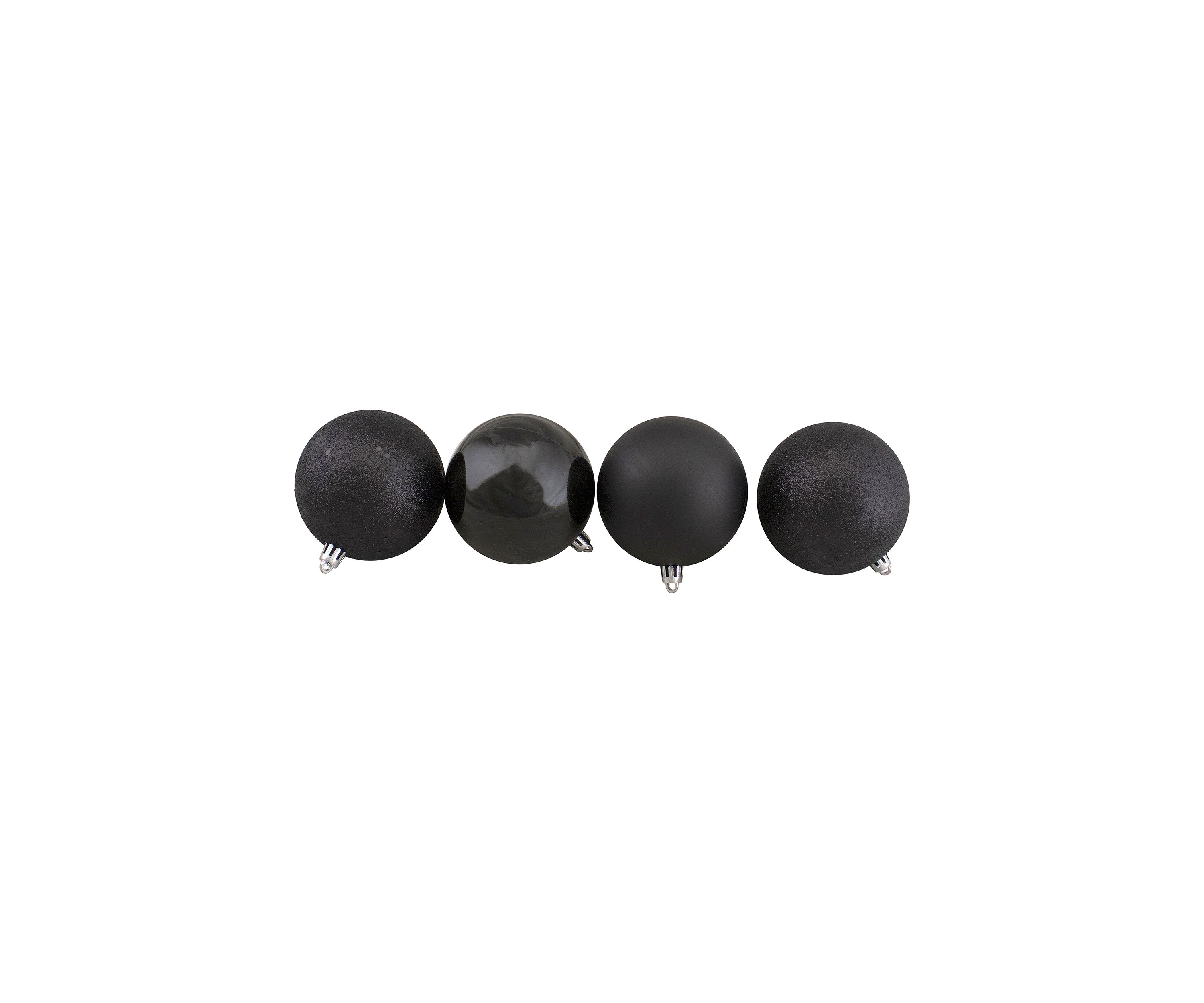 32ct Jet Black Shatterproof 4-Finish Christmas Ball Ornaments 3.25Inch (80mm)