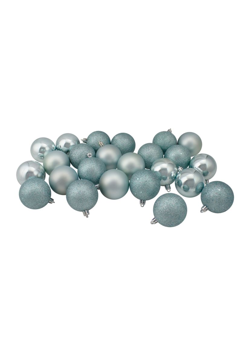 60ct Blue Shatterproof 4-Finish Christmas Ball Ornaments 2.5Inch (60mm)