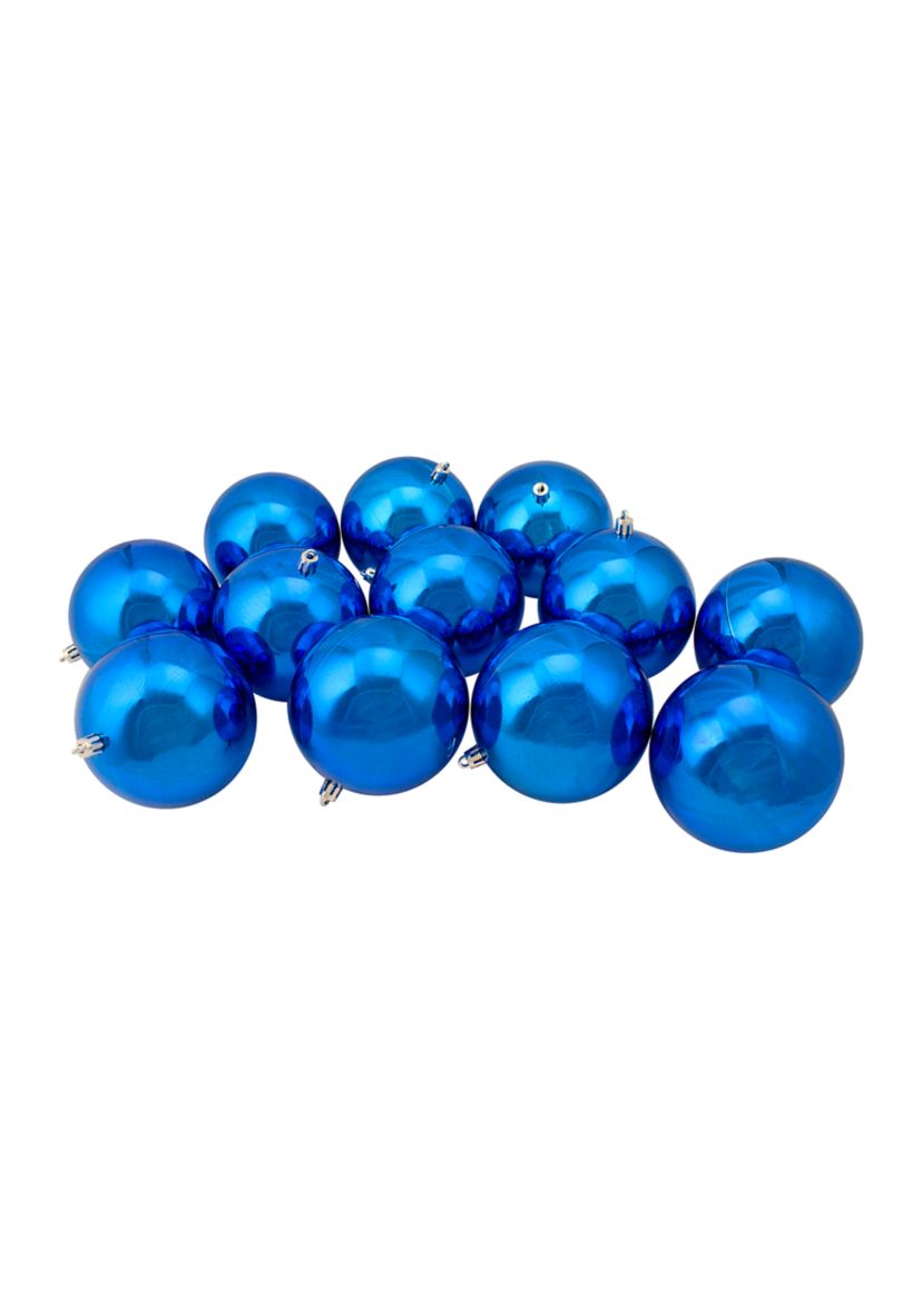 12ct Lavish Blue Shatterproof Christmas Ball Ornaments 4Inch (100mm)
