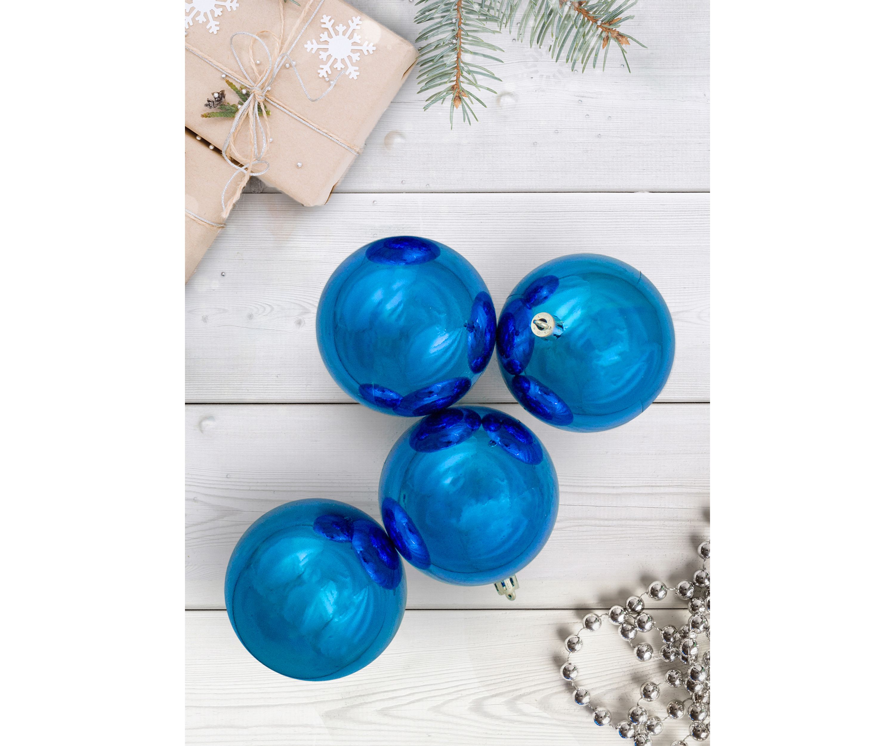 12ct Lavish Blue Shatterproof Christmas Ball Ornaments 4Inch (100mm)