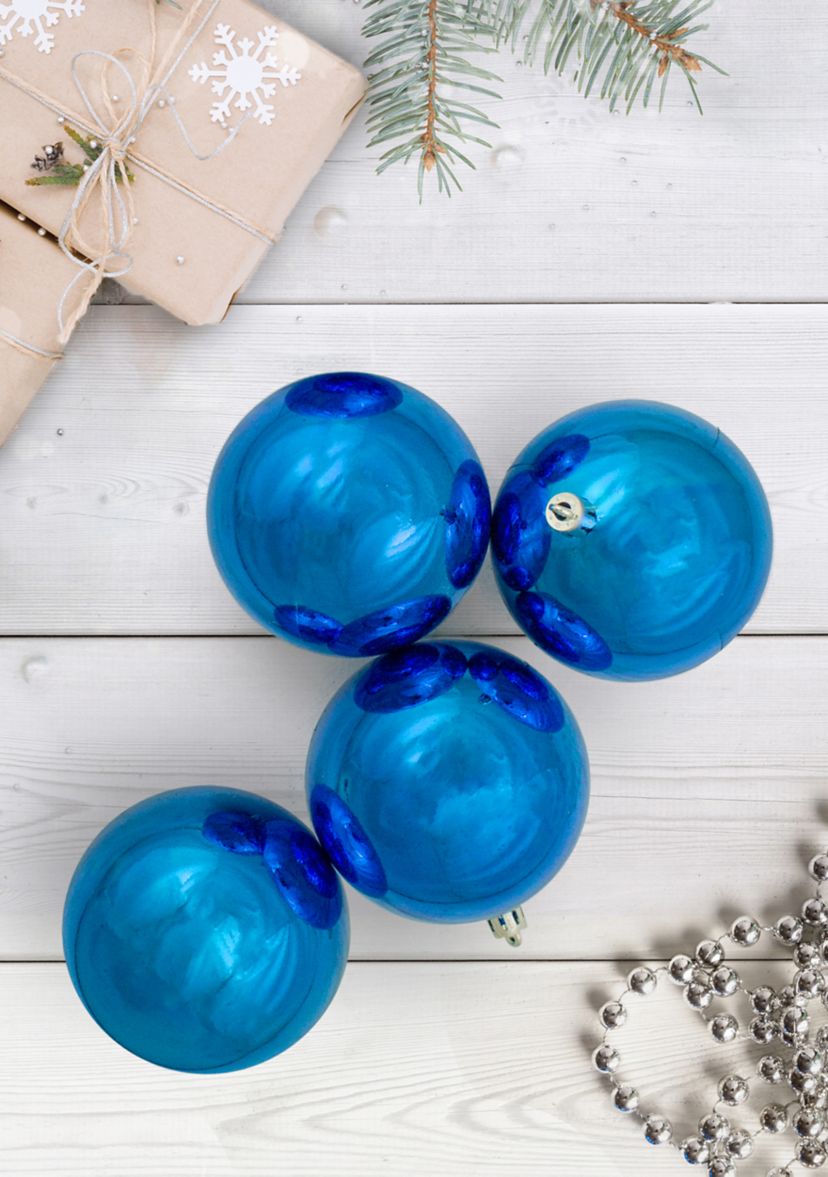 12ct Lavish Blue Shatterproof Christmas Ball Ornaments 4Inch (100mm)