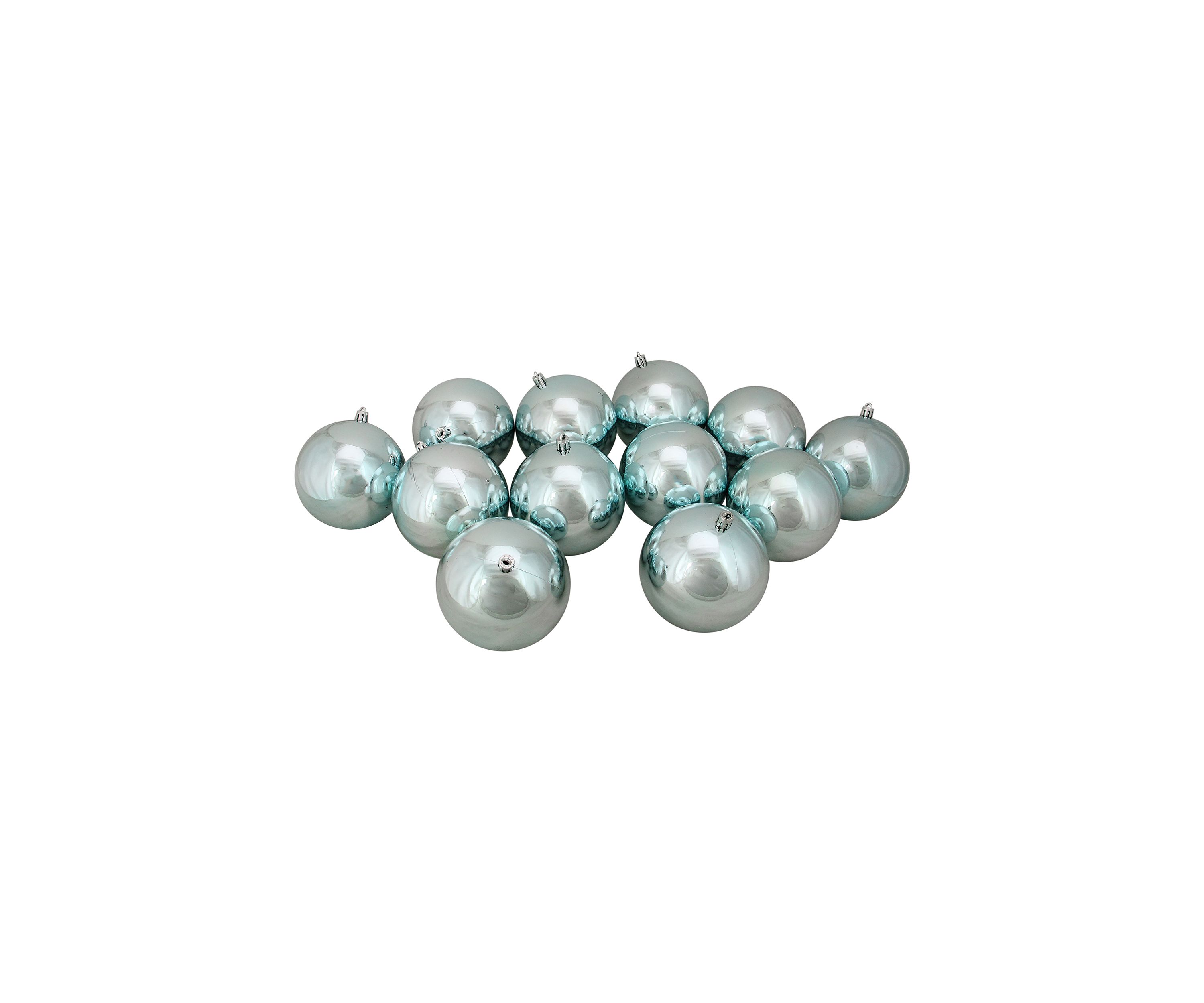 12ct Mermaid Blue Shatterproof Shiny Christmas Ball Ornaments 4Inch (100mm)