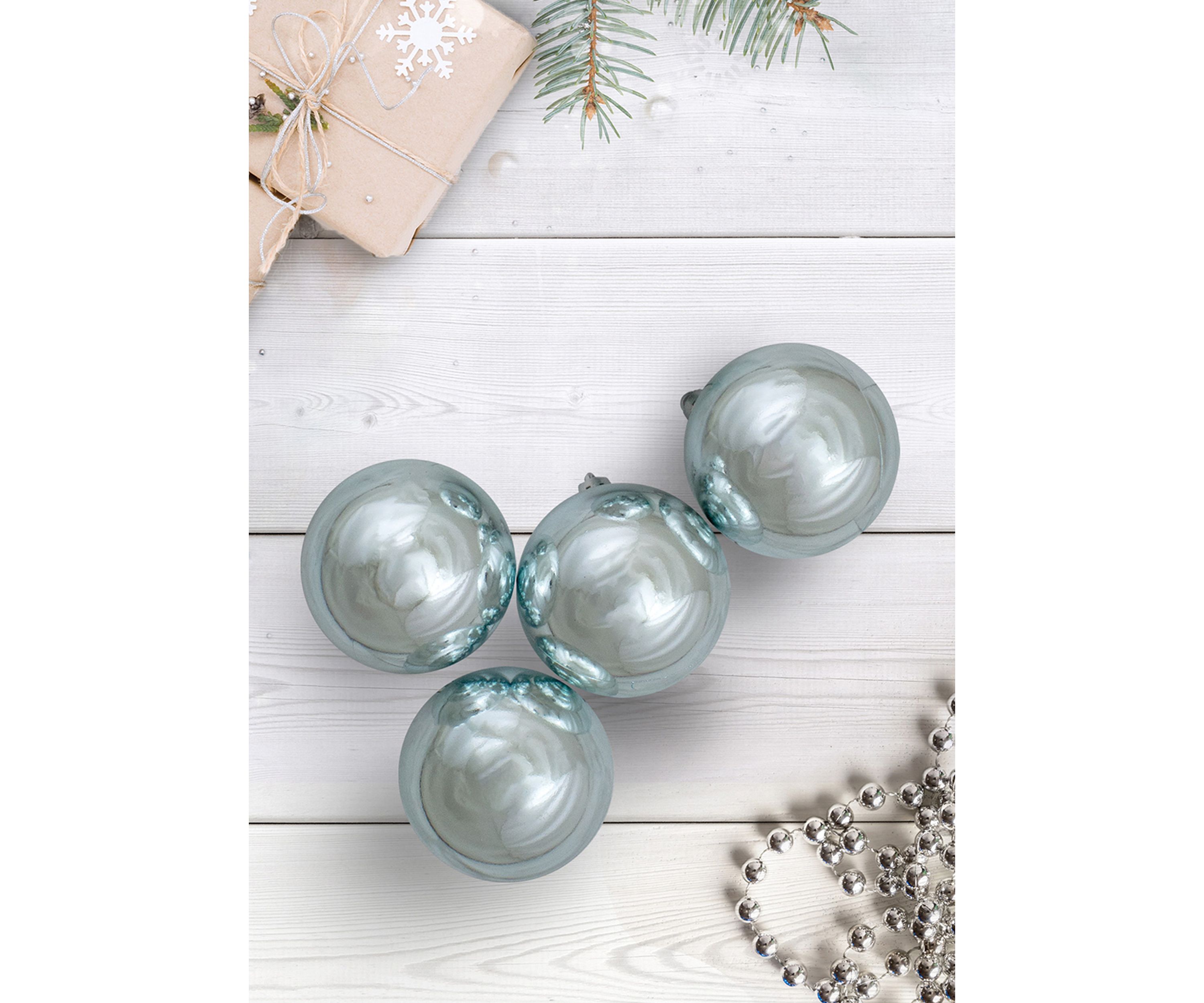12ct Mermaid Blue Shatterproof Shiny Christmas Ball Ornaments 4Inch (100mm)