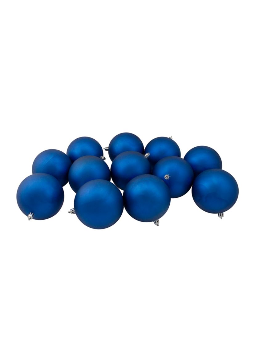 12ct Lavish Blue Shatterproof Matte Christmas Ball Ornaments 4Inch (100mm)