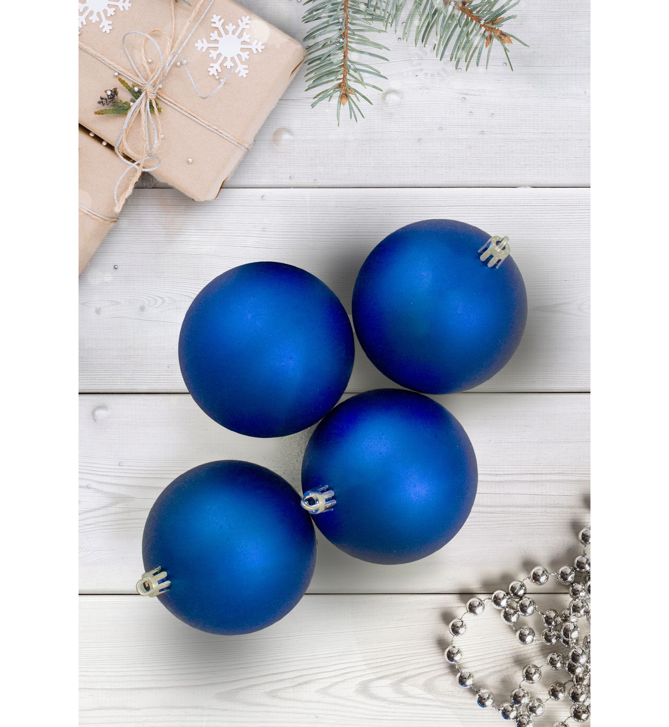12ct Lavish Blue Shatterproof Matte Christmas Ball Ornaments 4Inch (100mm)