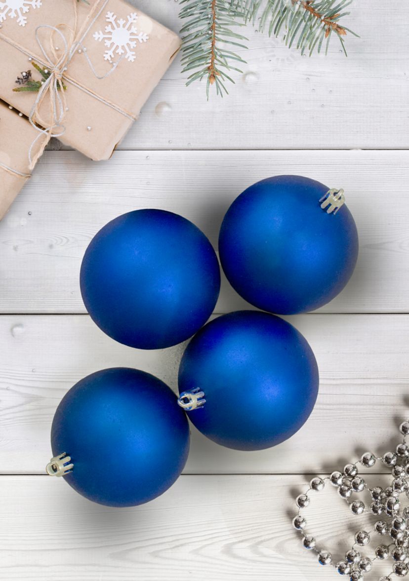12ct Lavish Blue Shatterproof Matte Christmas Ball Ornaments 4Inch (100mm)