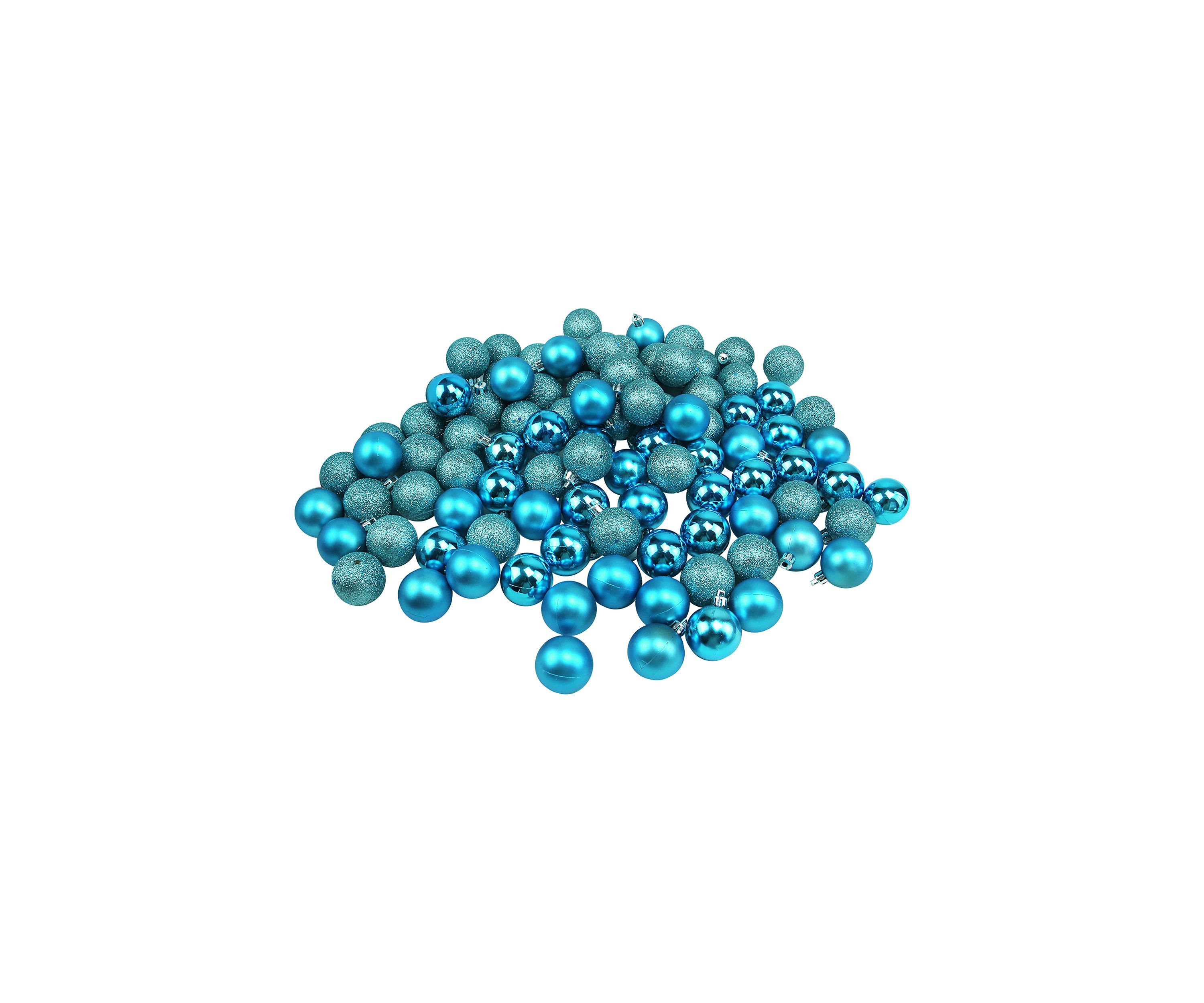 96ct Turquoise Blue Shatterproof 4-Finish Christmas Ball Ornaments 1.5Inch (40mm)
