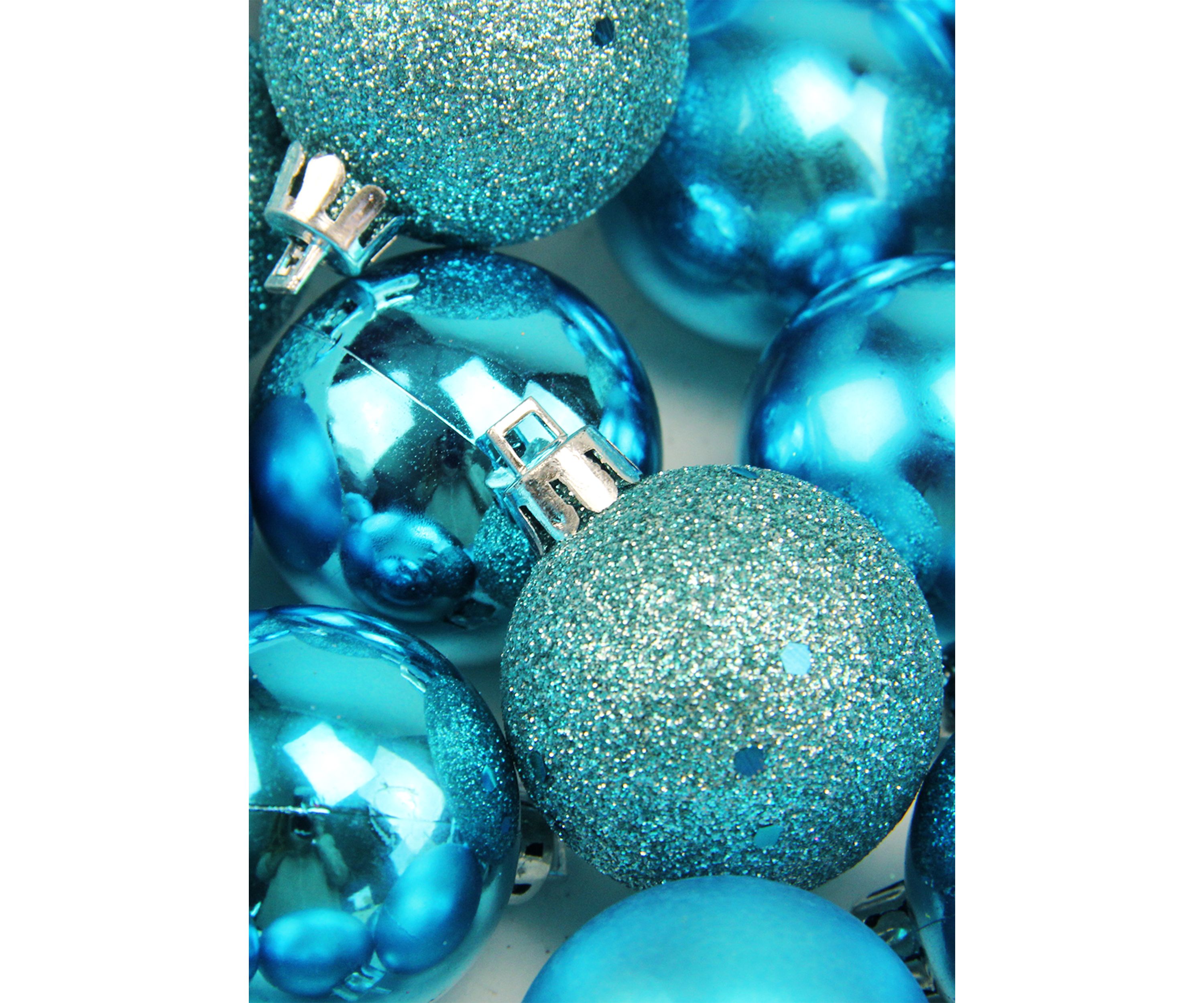 96ct Turquoise Blue Shatterproof 4-Finish Christmas Ball Ornaments 1.5Inch (40mm)