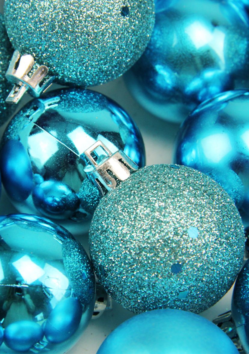 96ct Turquoise Blue Shatterproof 4-Finish Christmas Ball Ornaments 1.5Inch (40mm)