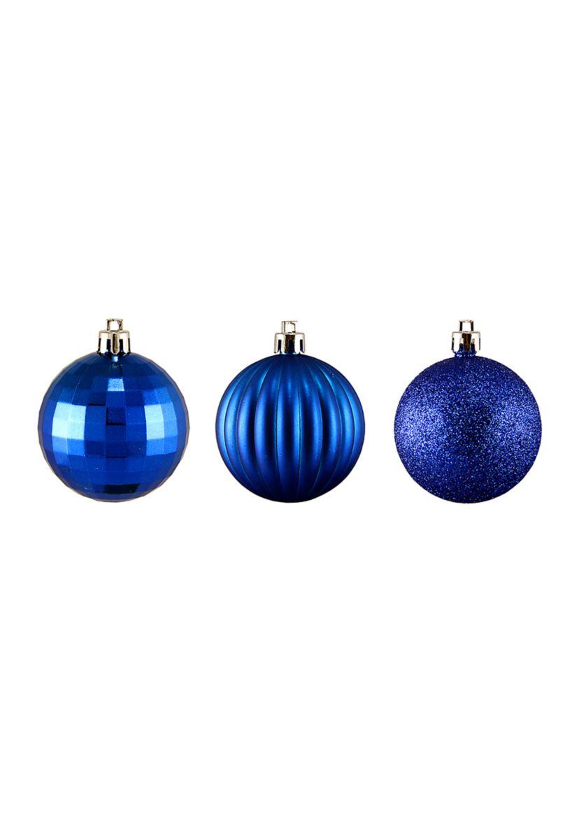 100ct Lavish Blue Shatterproof 3-Finish Christmas Ball Ornaments 2.5Inch (60mm)