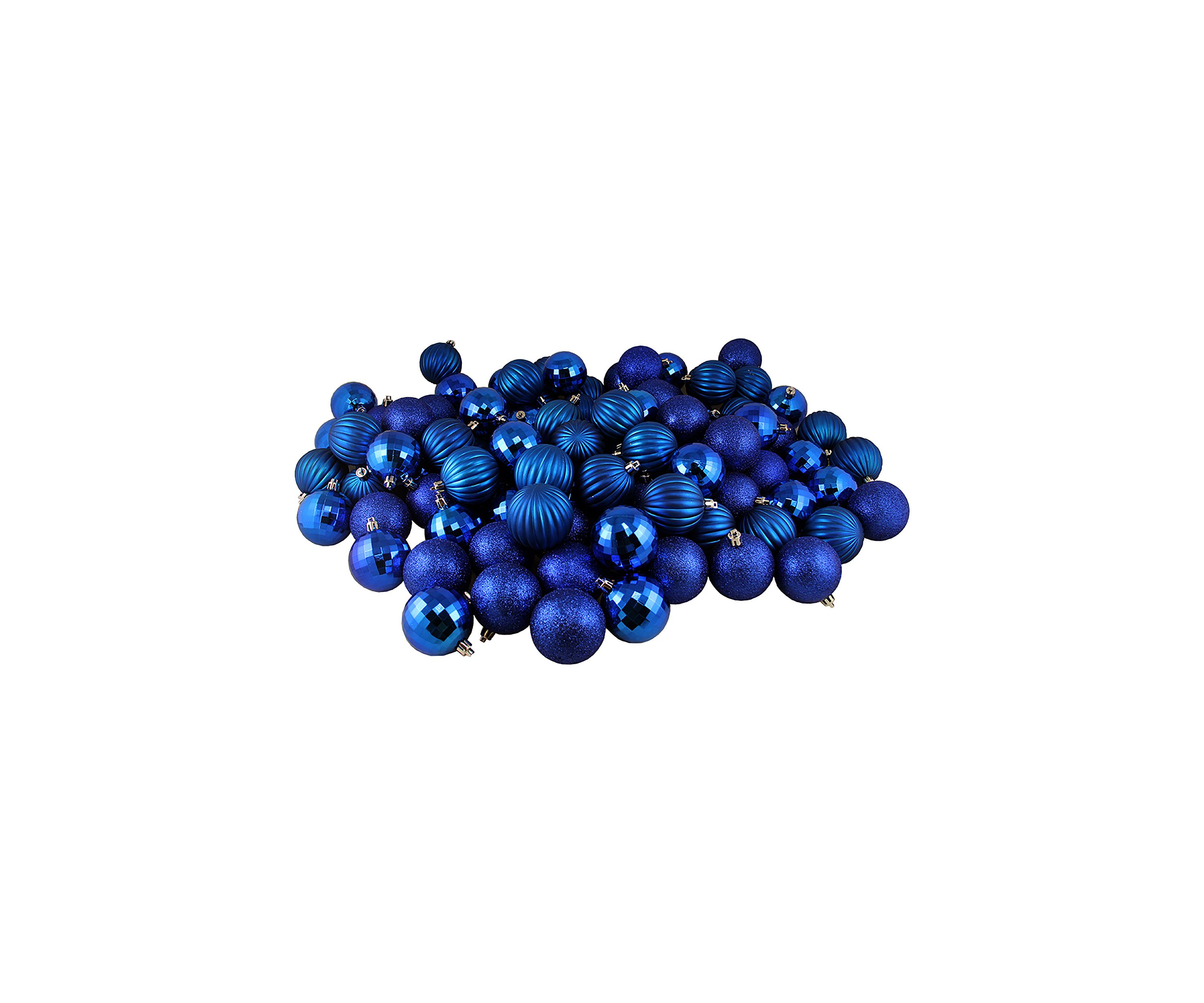 100ct Lavish Blue Shatterproof 3-Finish Christmas Ball Ornaments 2.5Inch (60mm)