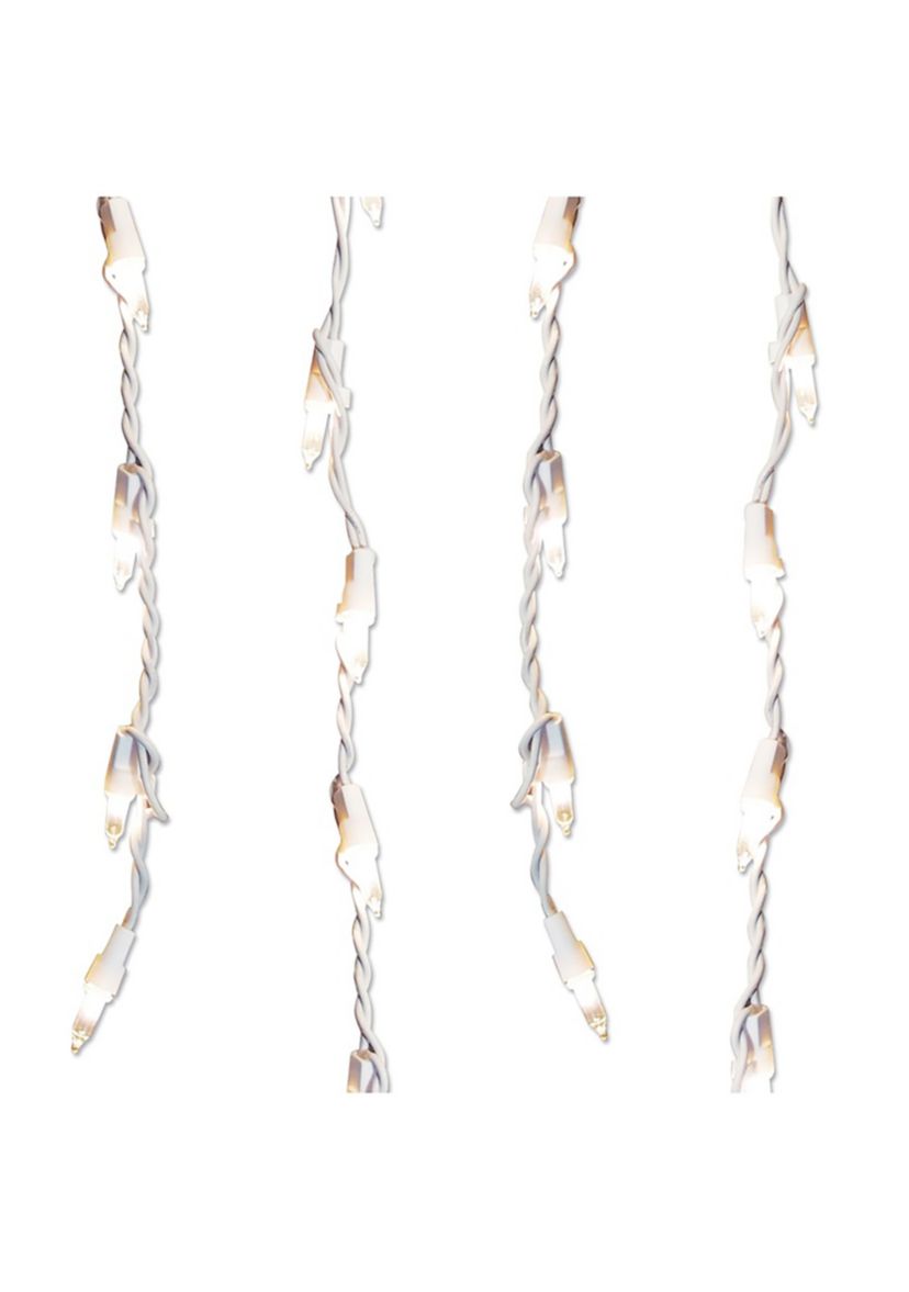 300 Clear Mini Icicle Christmas Lights - 8.5 White Wire