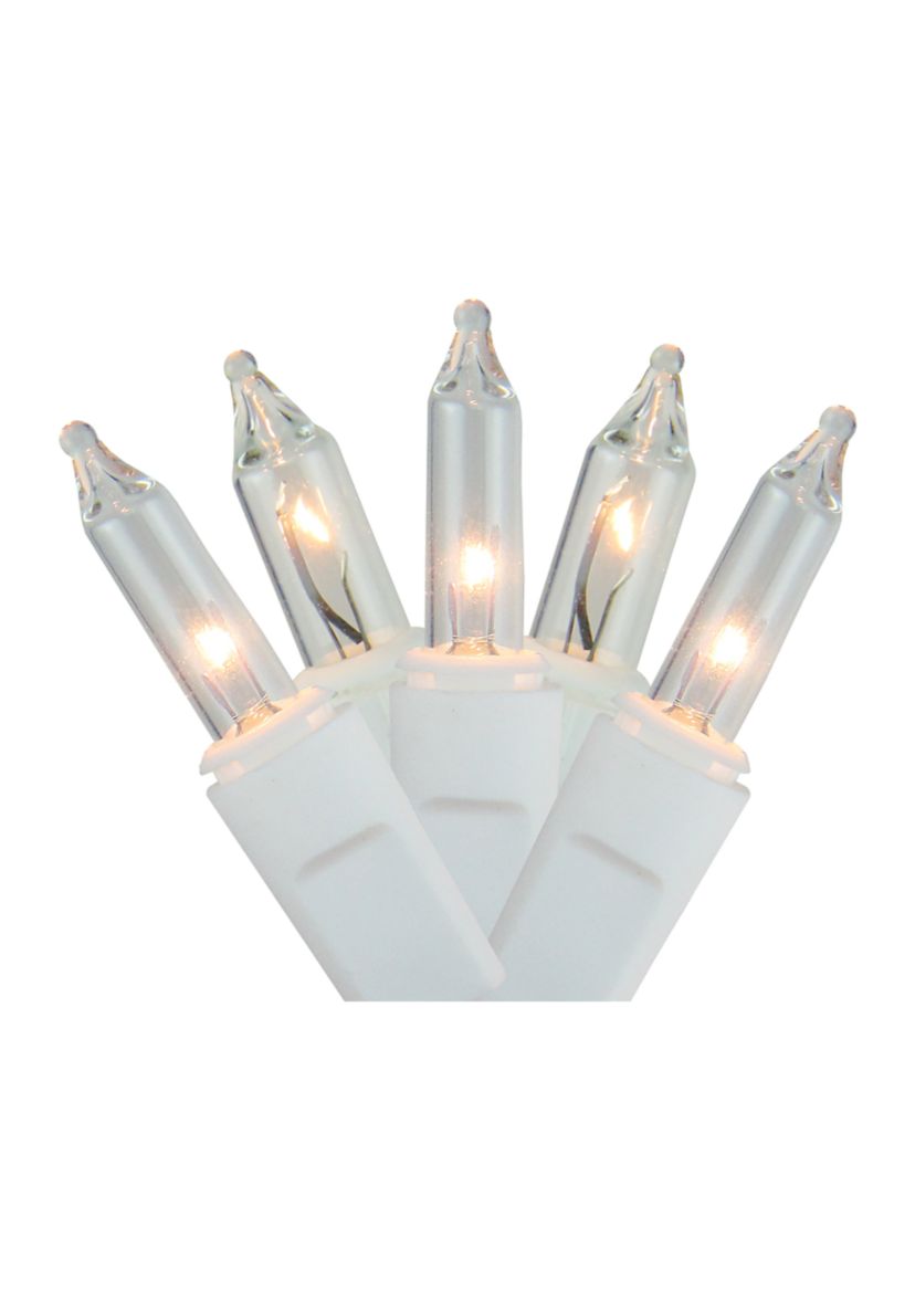300 Clear Mini Icicle Christmas Lights - 8.5 White Wire