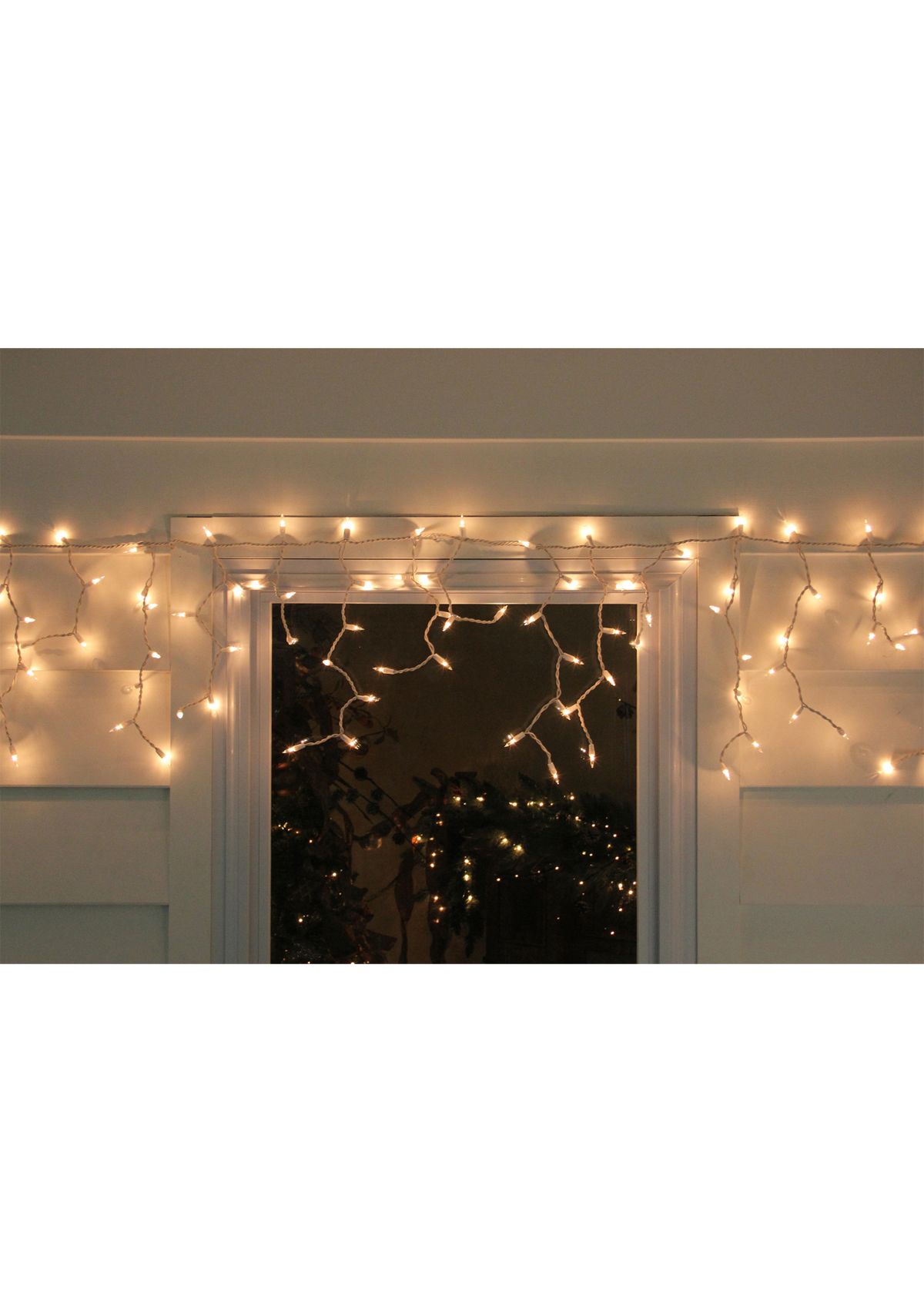 300 Clear Mini Icicle Christmas Lights - 8.5 White Wire