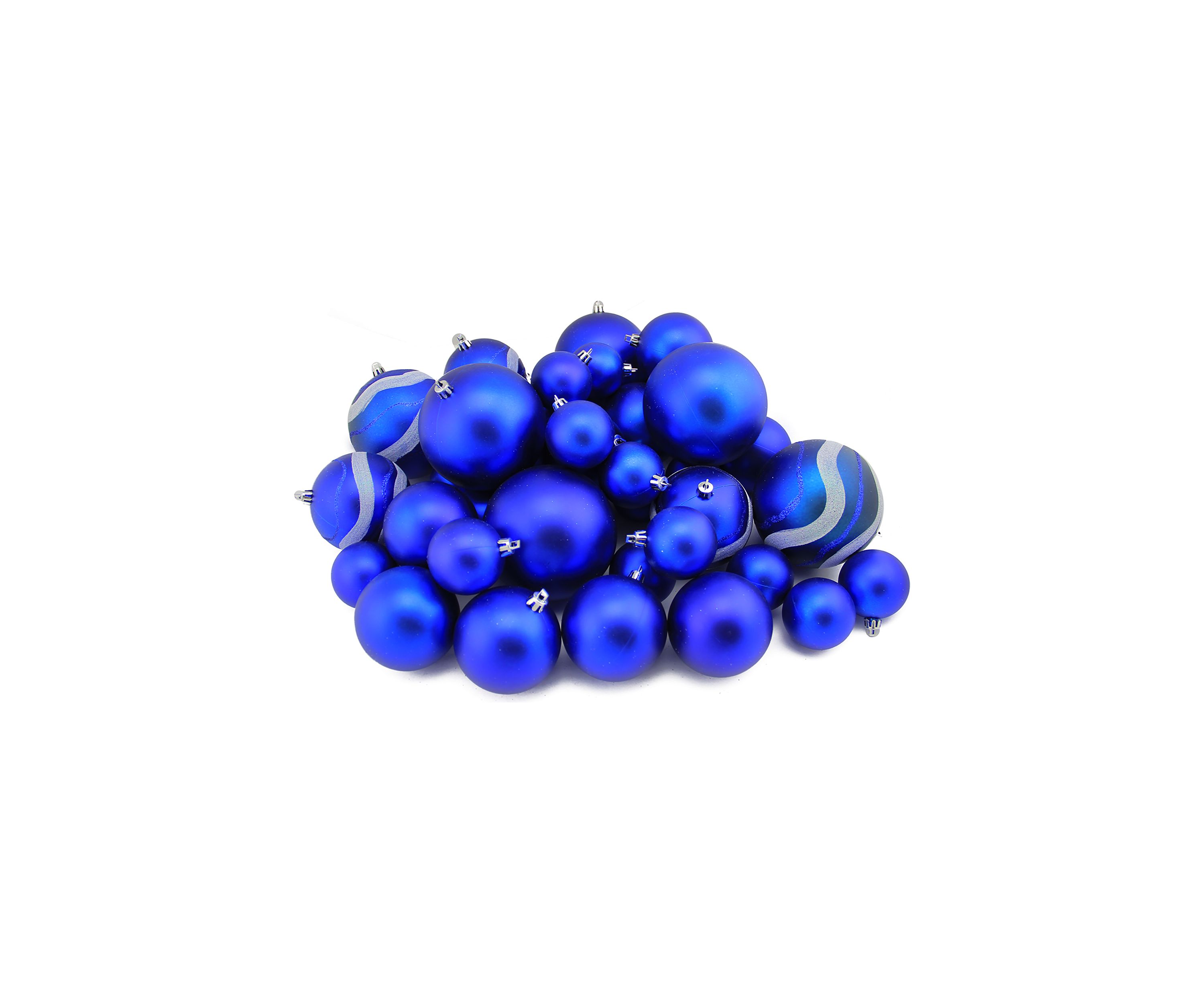 39ct Royal Blue Shatterproof 2-Finish Christmas Ball Ornaments 4Inch (100mm)