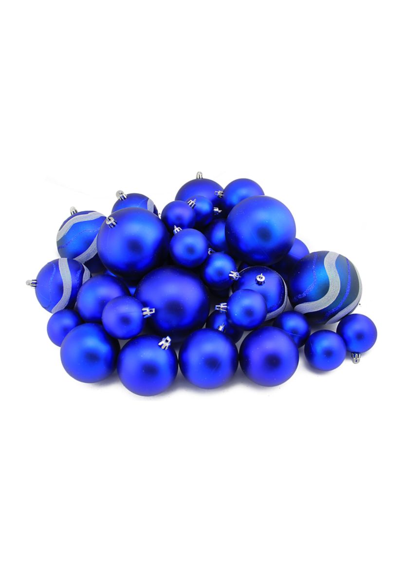 39ct Royal Blue Shatterproof 2-Finish Christmas Ball Ornaments 4Inch (100mm)