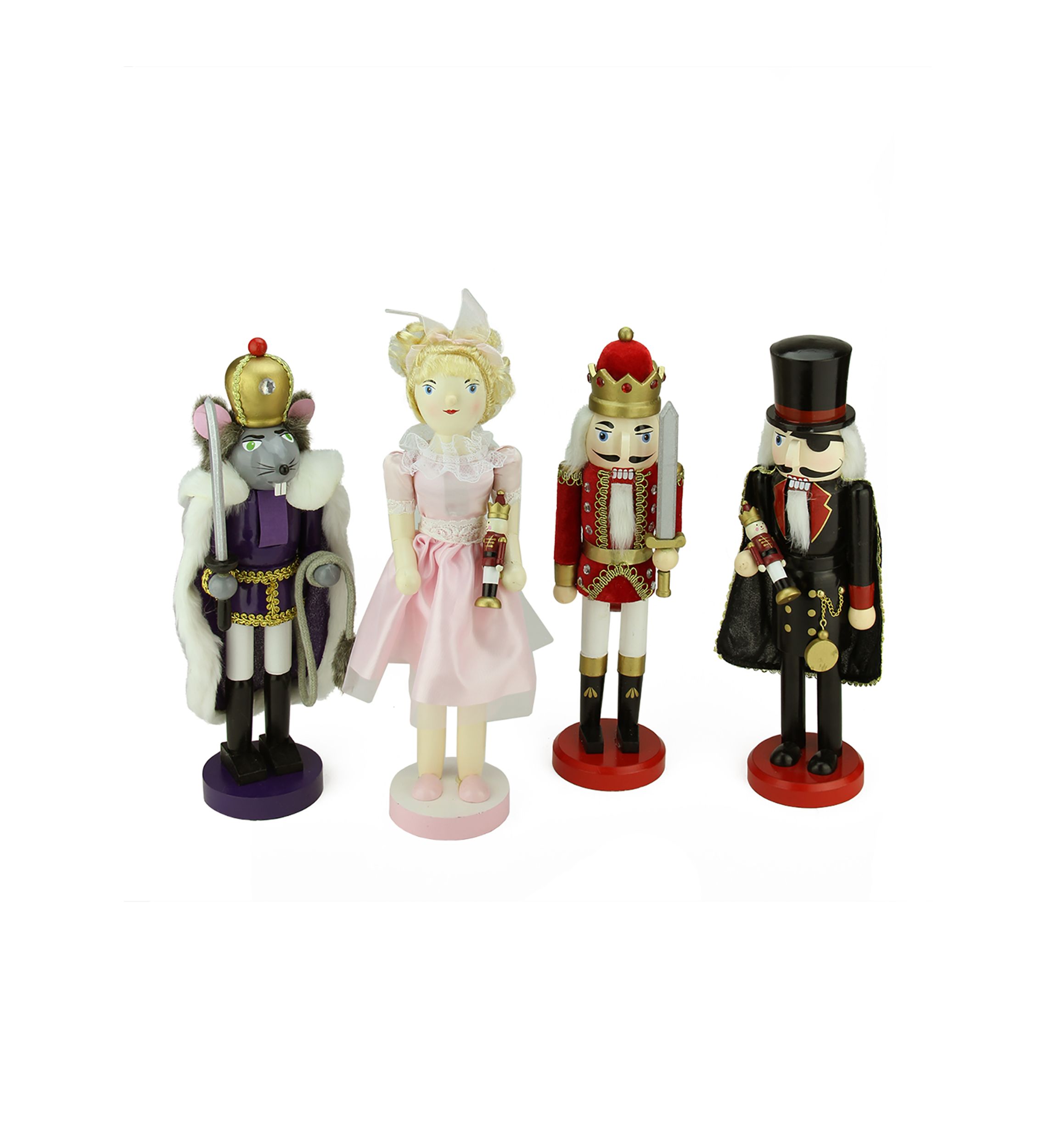 Set of 4 Decorative Wooden Nutcracker Suite Ballet Christmas Decorations