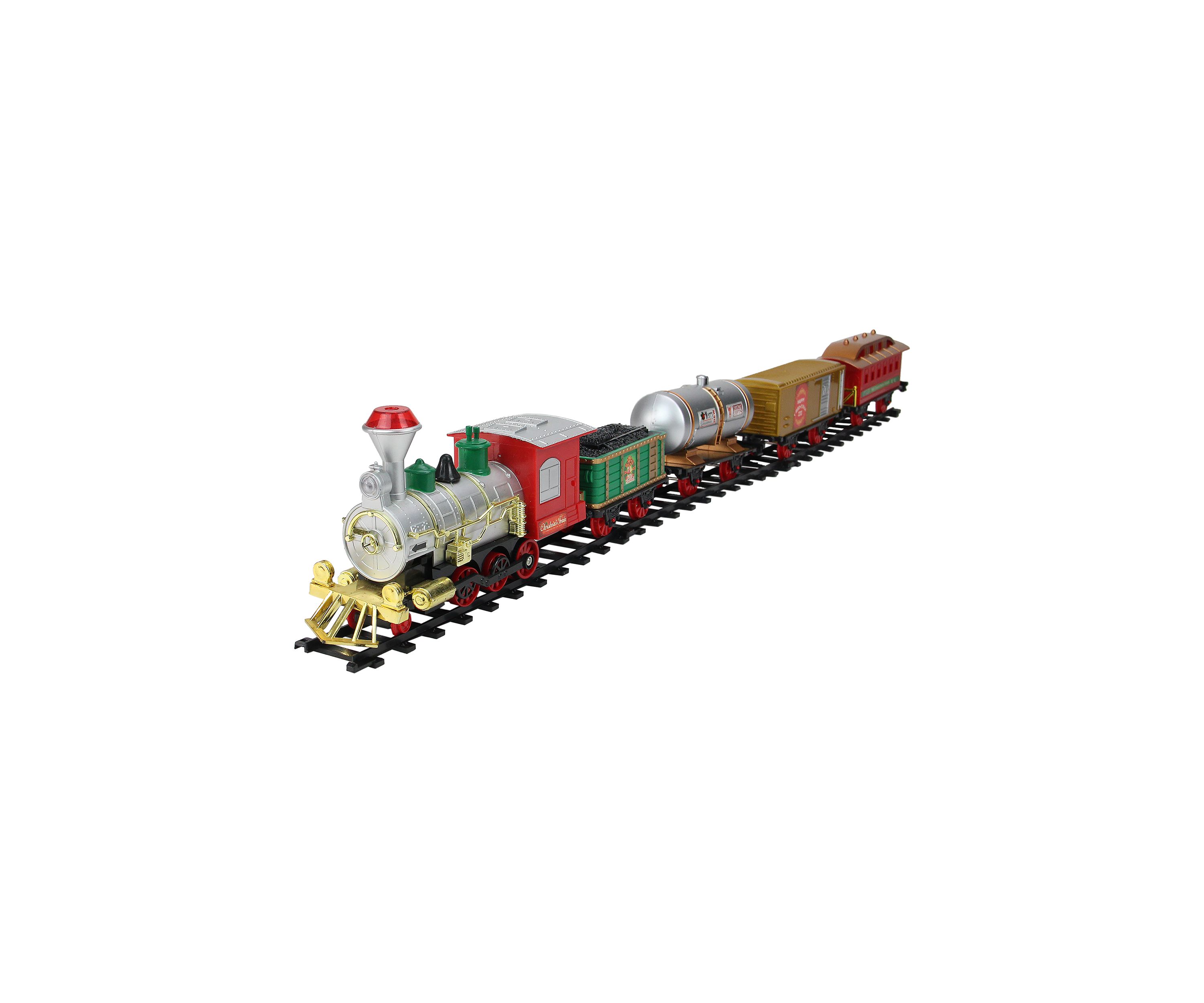 17-Piece Battery Operated Lighted and Animated Christmas Express Train Set with Sound