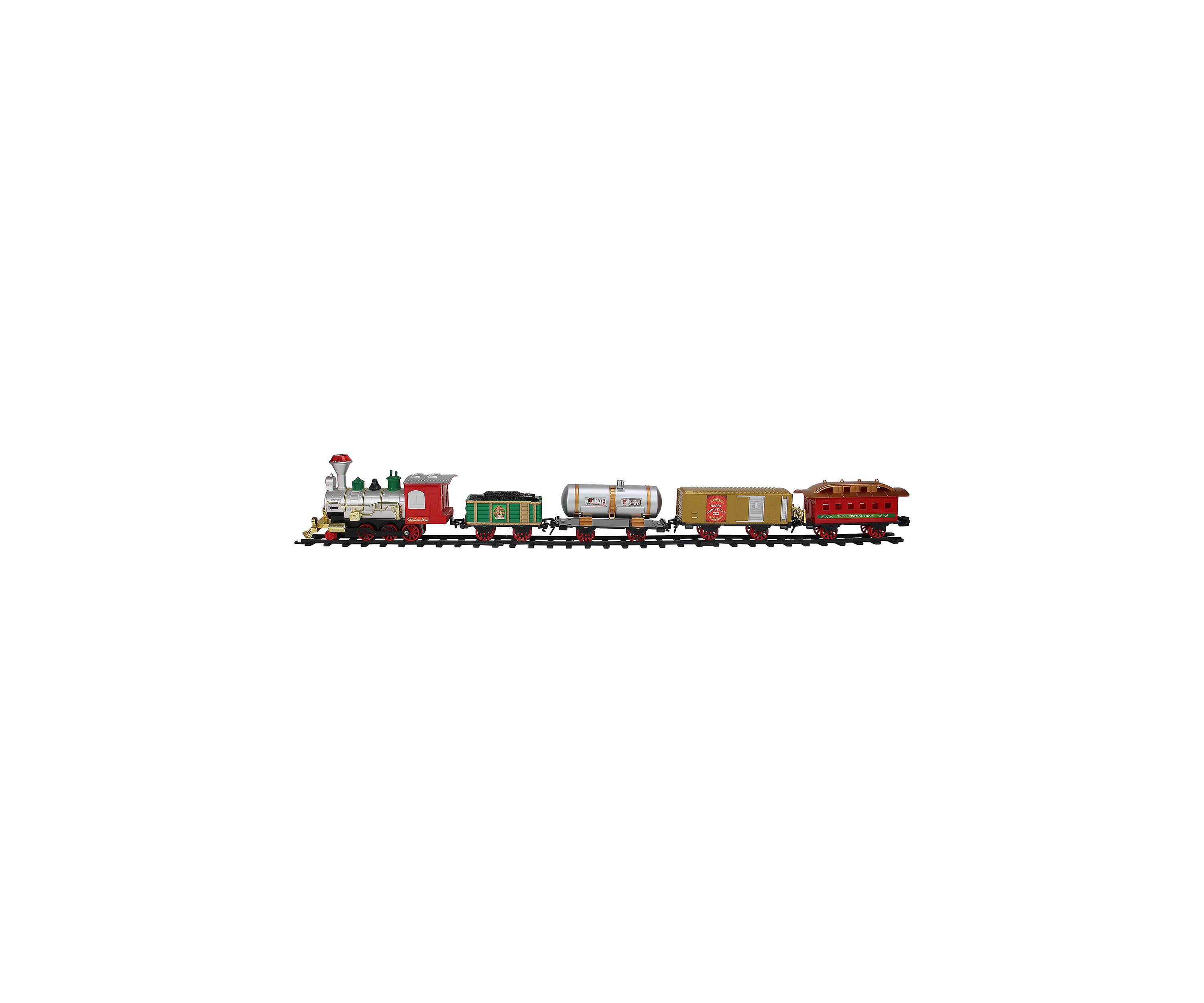 17-Piece Battery Operated Lighted and Animated Christmas Express Train Set with Sound