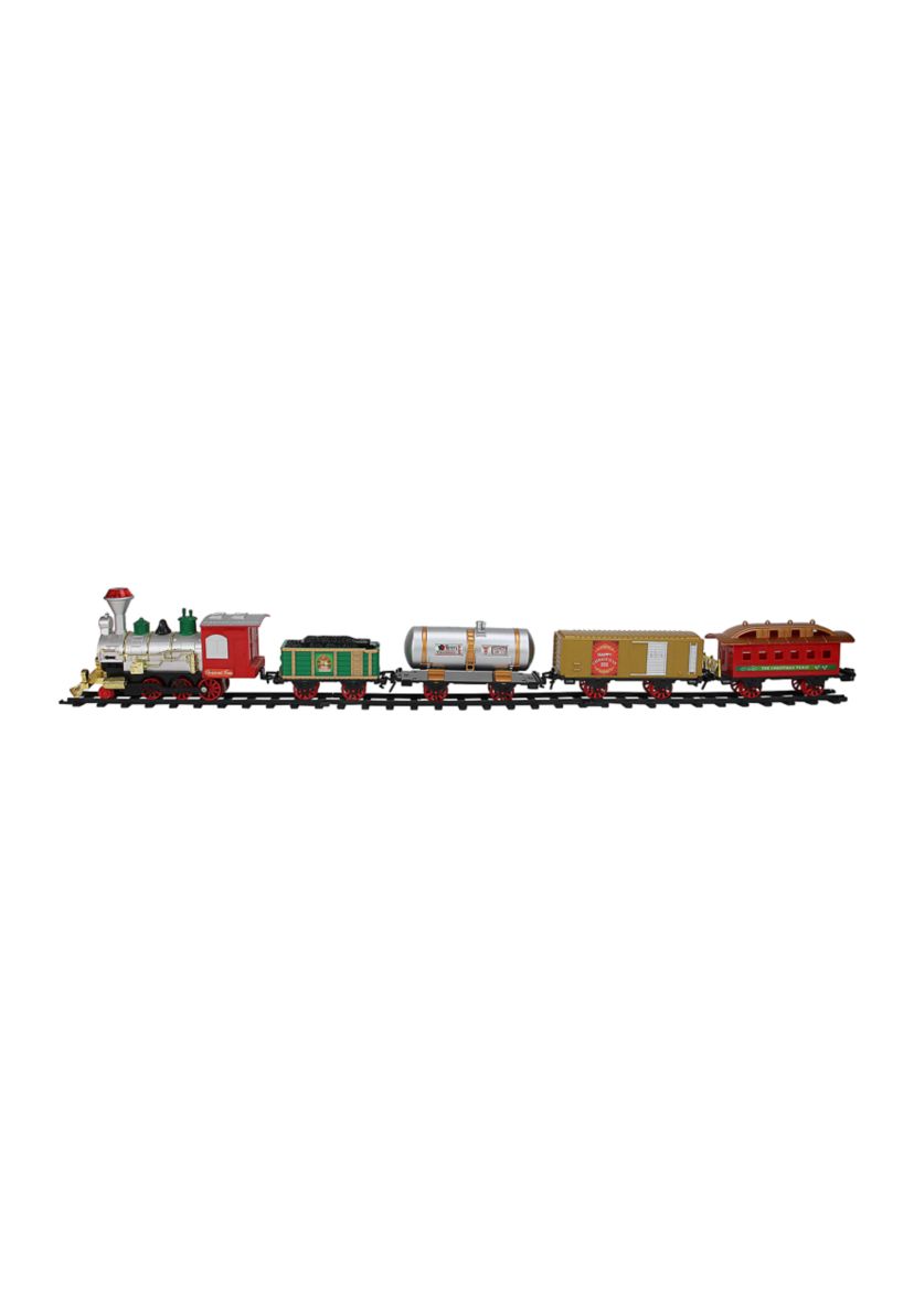 17-Piece Battery Operated Lighted and Animated Christmas Express Train Set with Sound