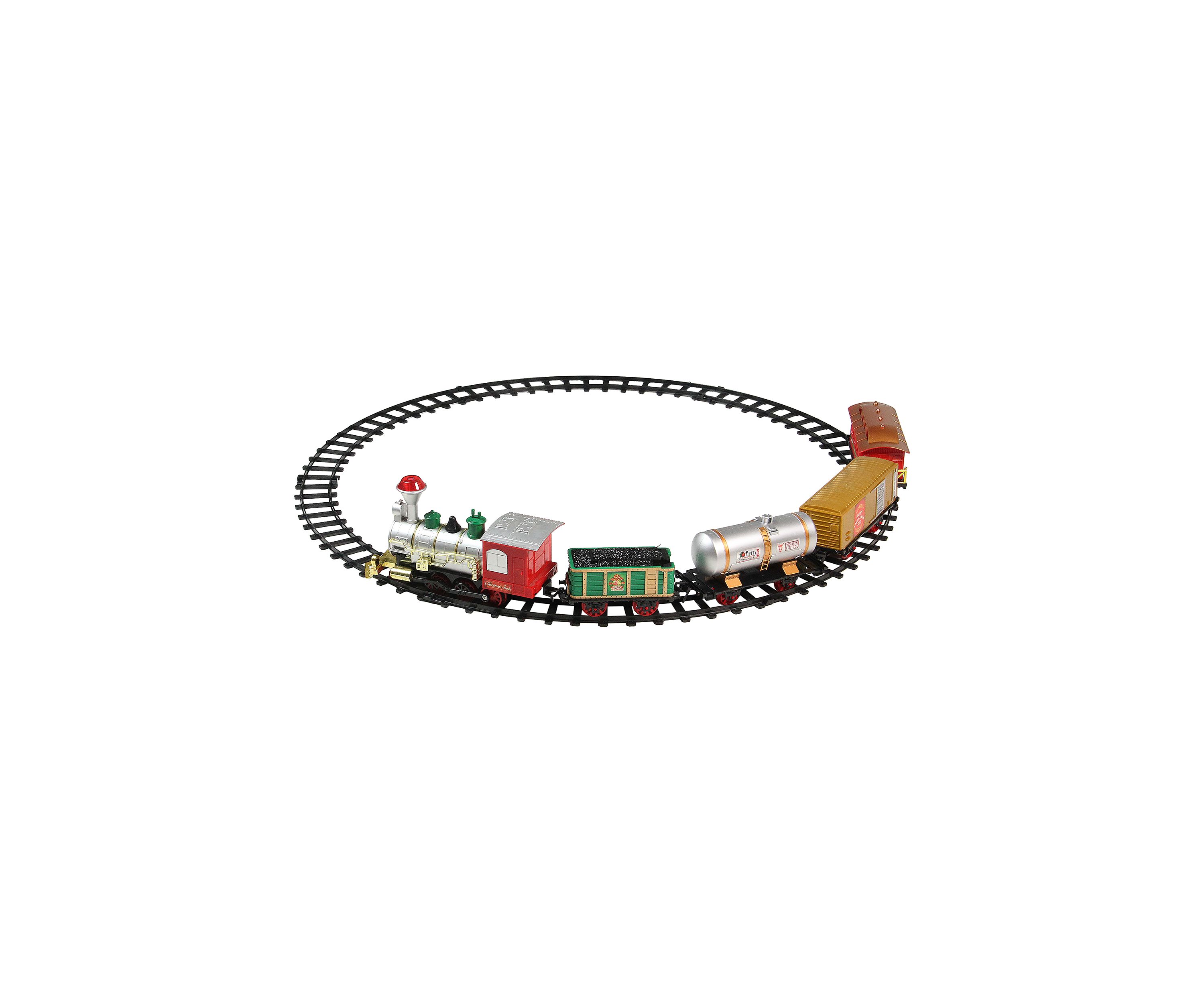 17-Piece Battery Operated Lighted and Animated Christmas Express Train Set with Sound