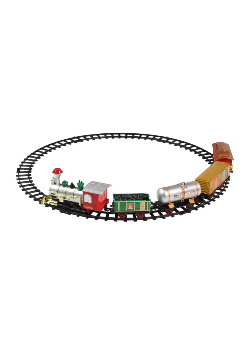 17-Piece Battery Operated Lighted and Animated Christmas Express Train Set with Sound