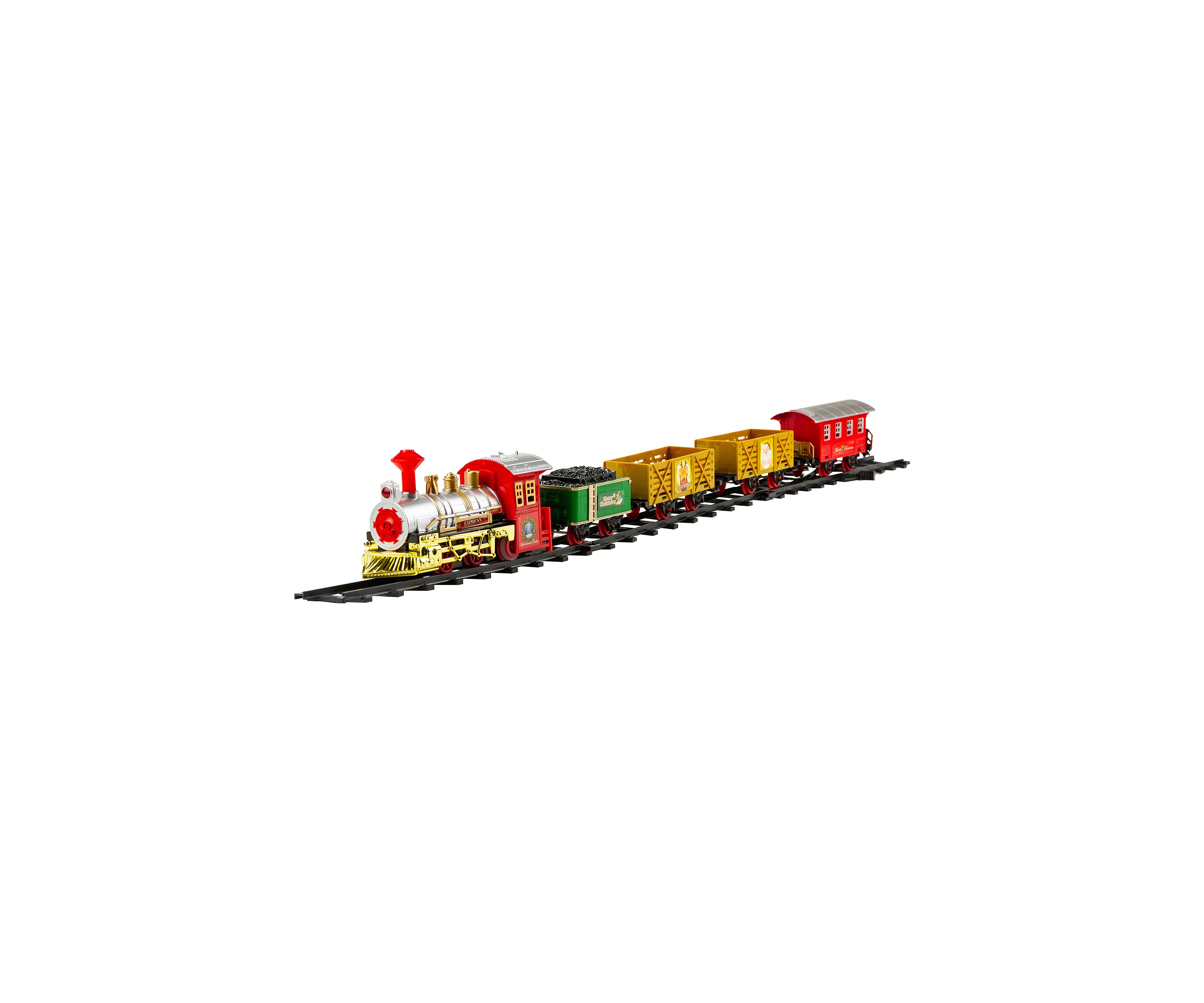 16-Piece Battery Operated Lighted and Animated Christmas Express Train Set with Sound