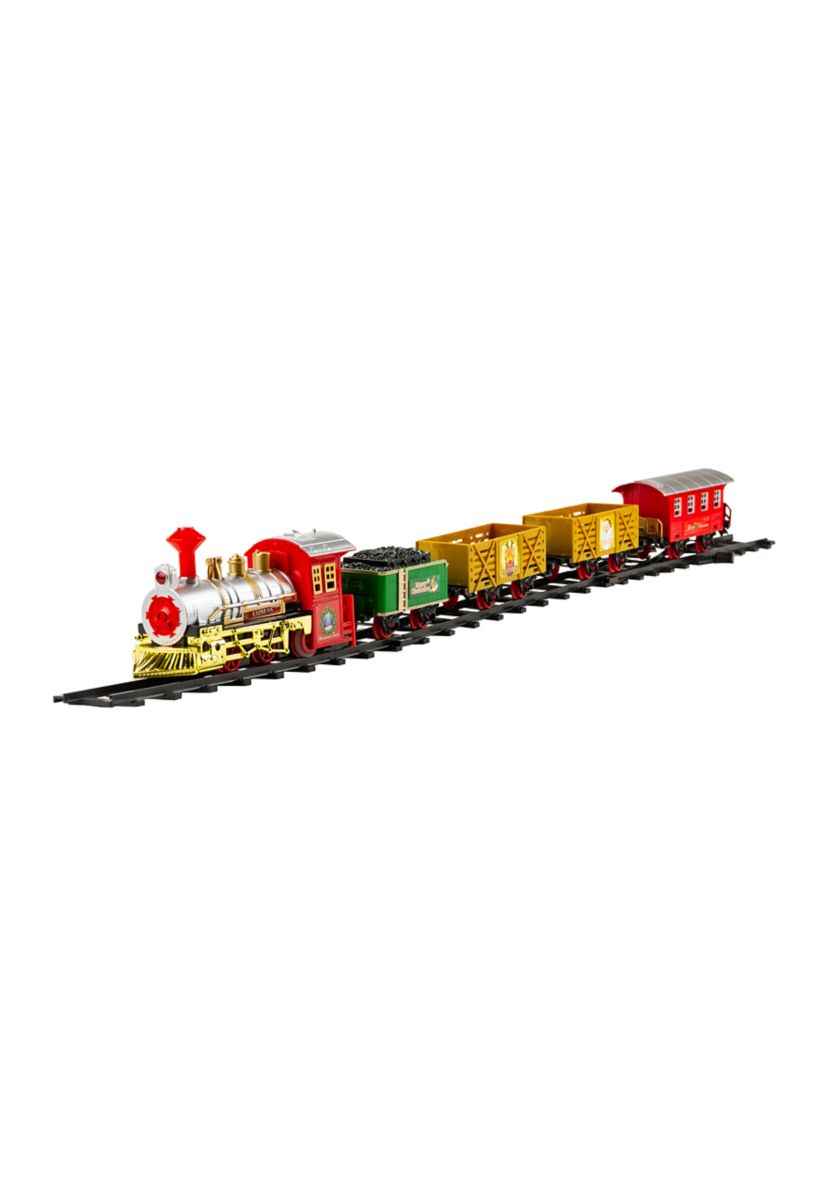 16-Piece Battery Operated Lighted and Animated Christmas Express Train Set with Sound
