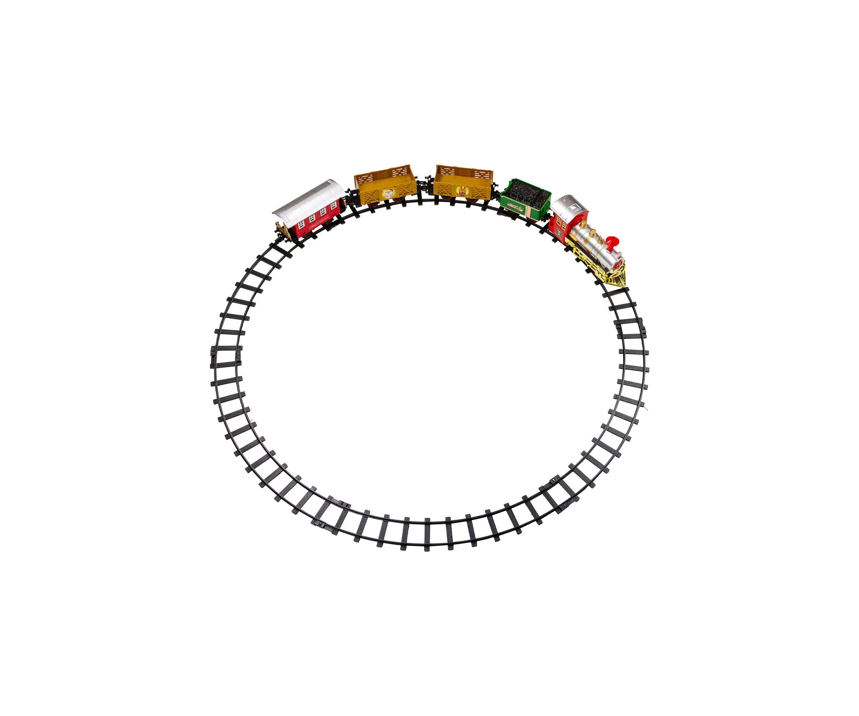 16-Piece Battery Operated Lighted and Animated Christmas Express Train Set with Sound