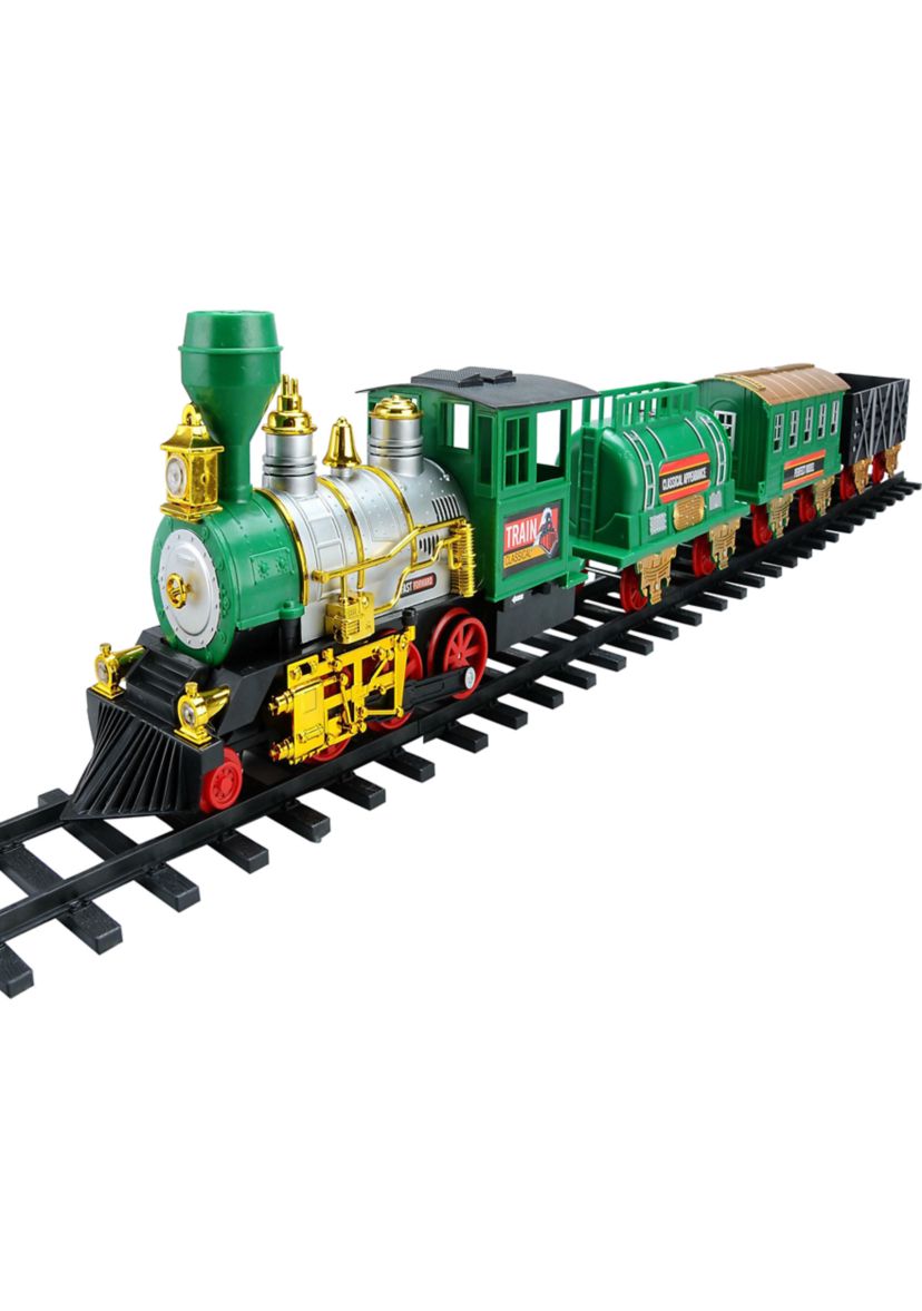 20-Piece Battery Operated Lighted and Animated Classic Christmas Train Set with Sound