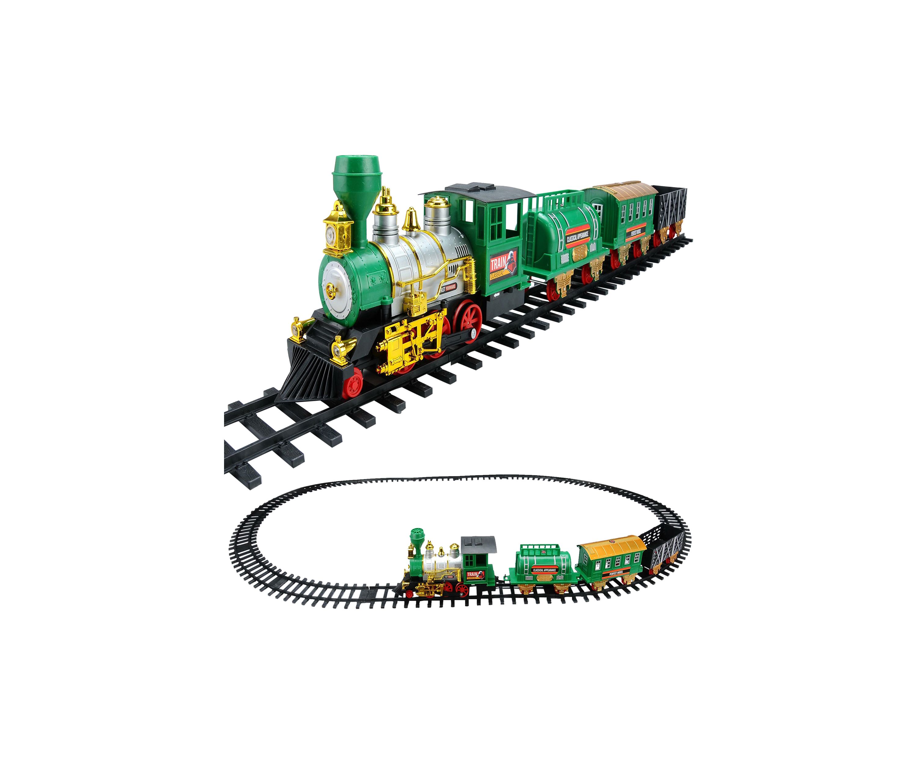 20-Piece Battery Operated Lighted and Animated Classic Christmas Train Set with Sound