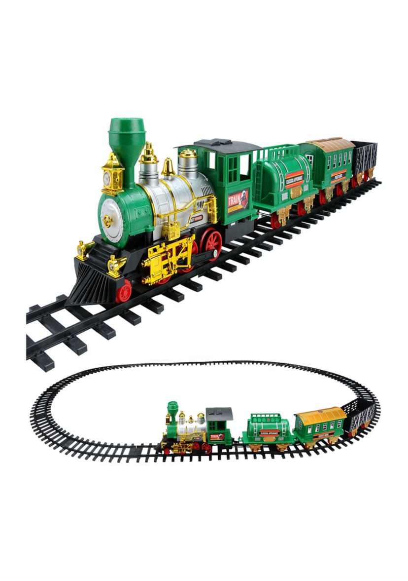 20-Piece Battery Operated Lighted and Animated Classic Christmas Train Set with Sound