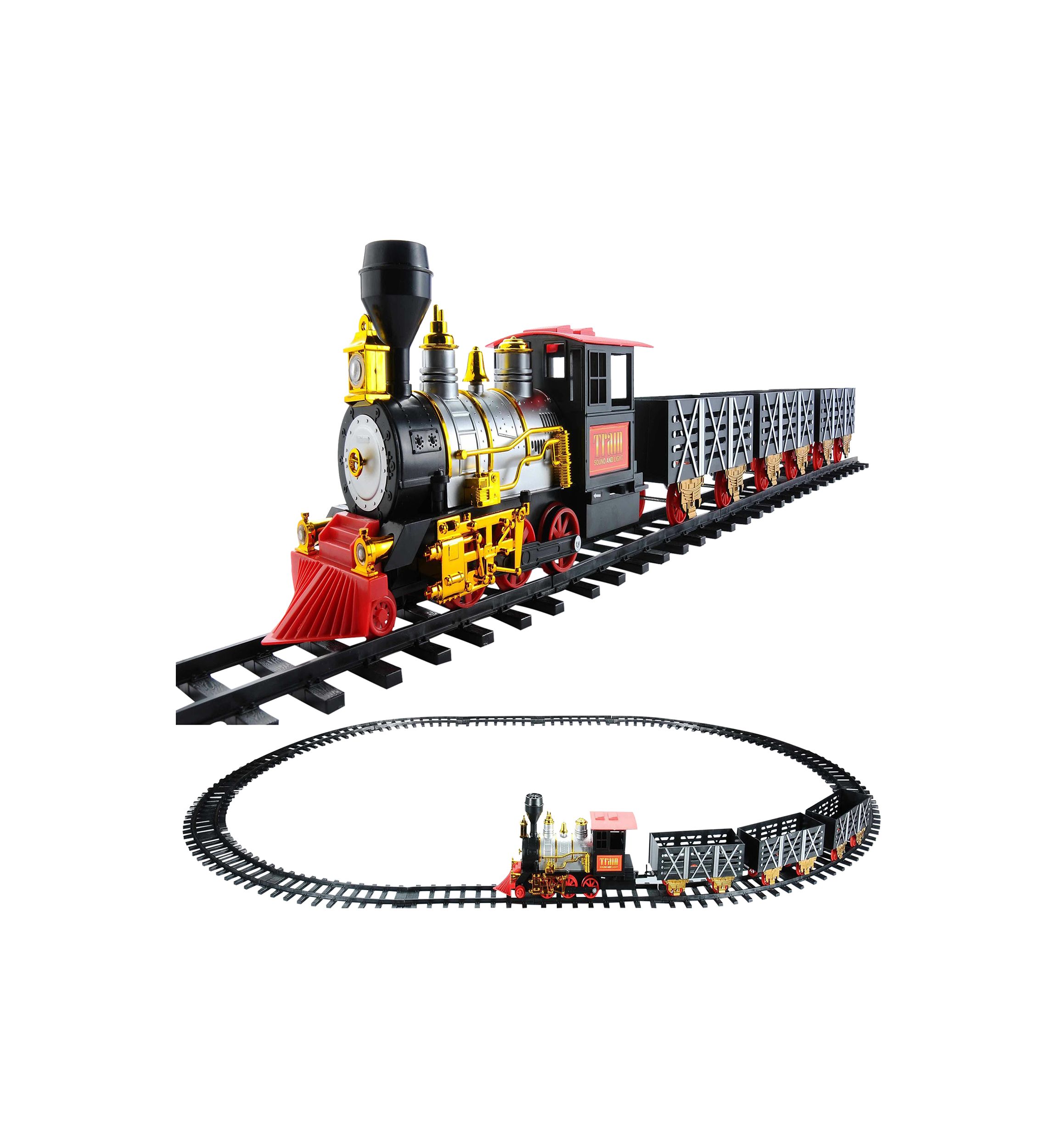 20pc Black and Red Battery Operated Classic Train Set 12Inch