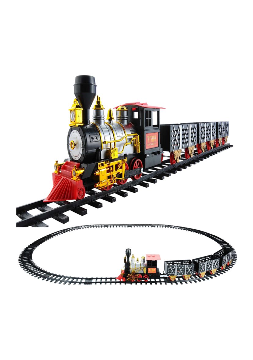 20pc Black and Red Battery Operated Classic Train Set 12Inch