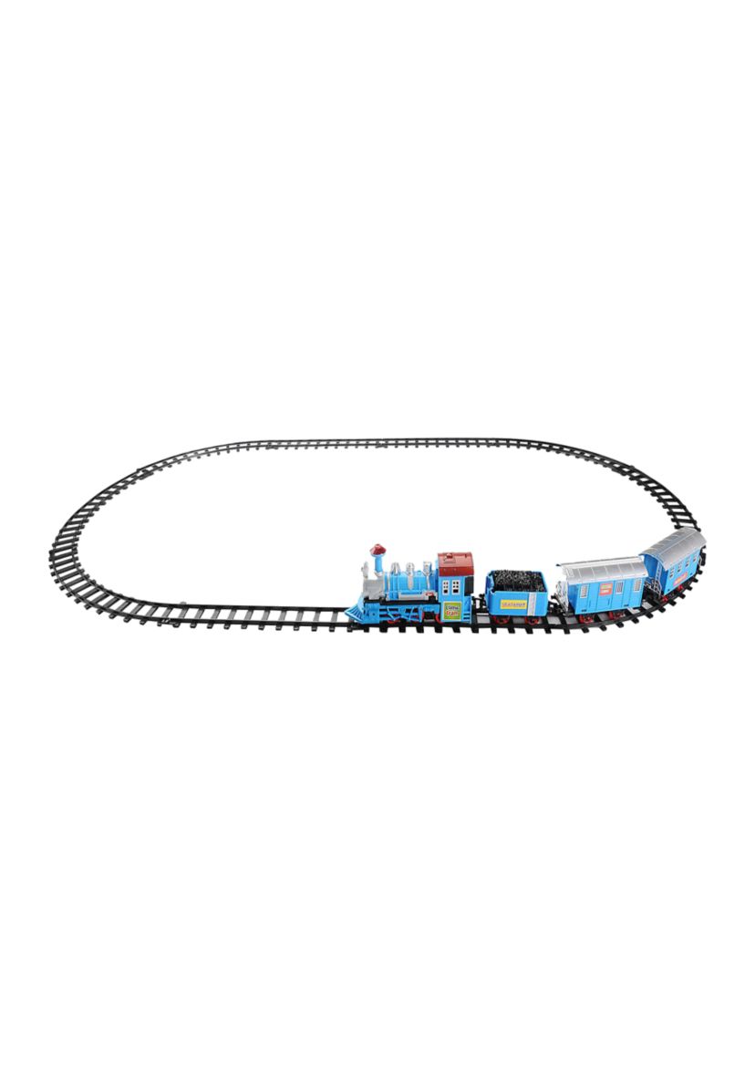 14-Piece Blue Lighted and Animated Classic Cartoon Train Set with Sound