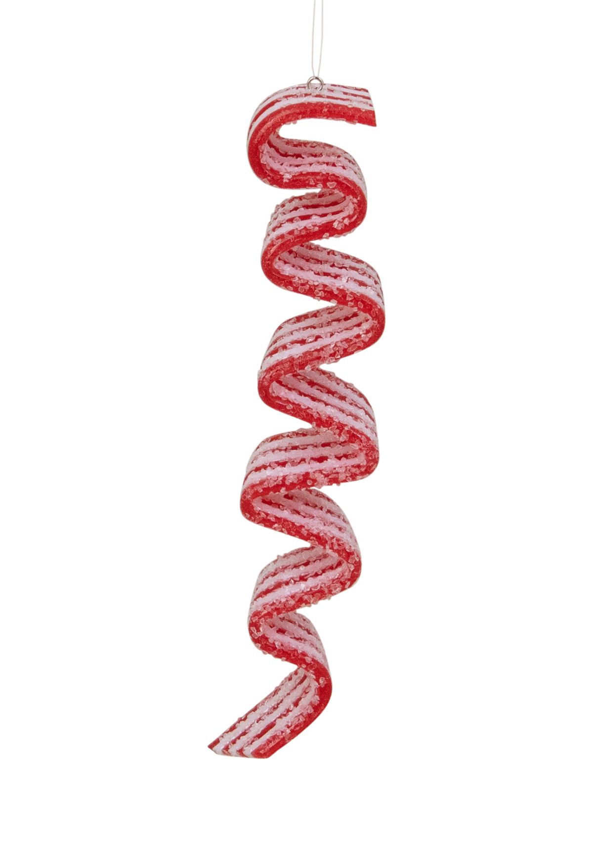 6ct Red and White Sugar Coated Ribbon Candy Christmas Ornaments 5.75Inch